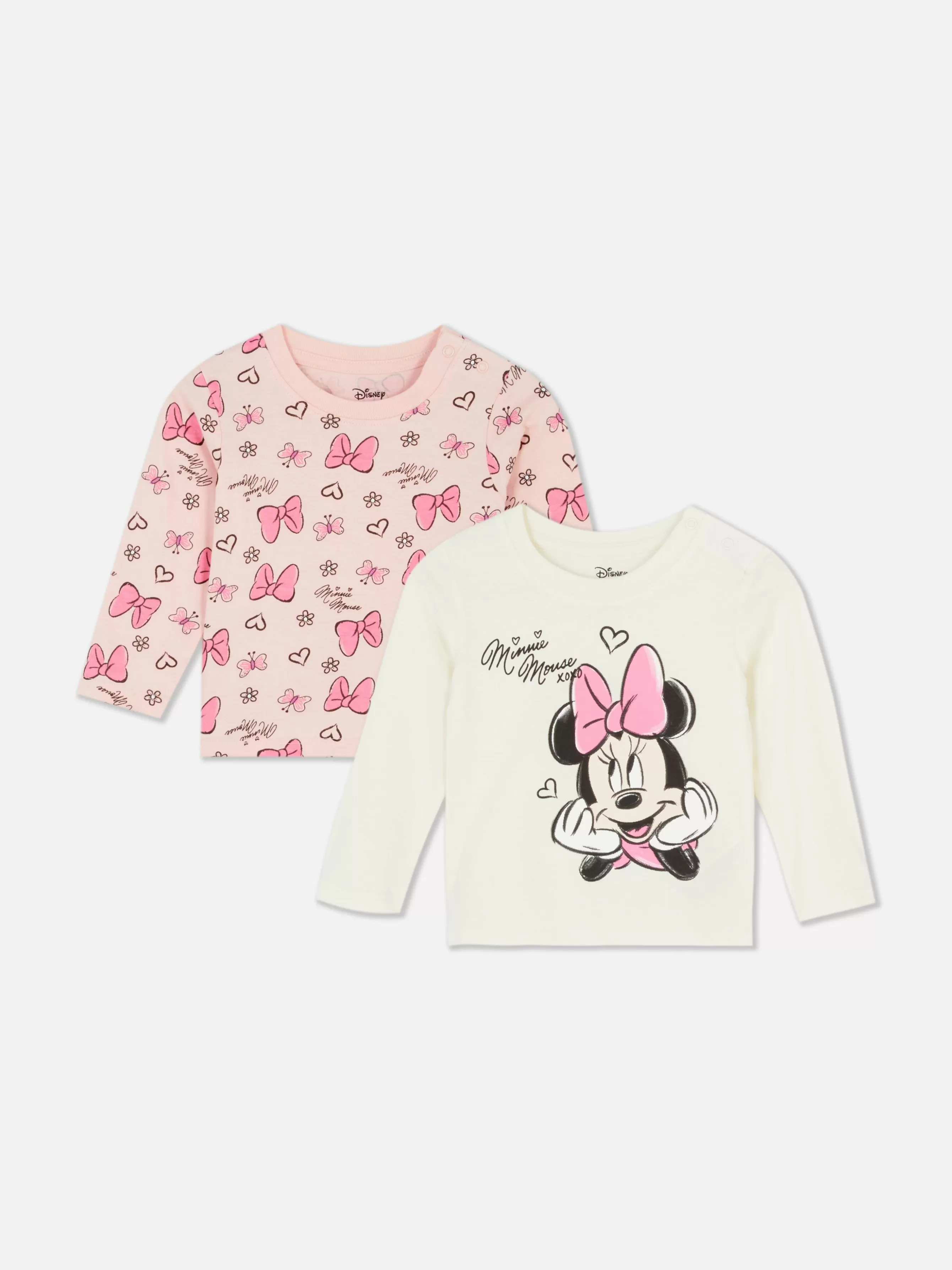 Outlet Primark 2 T-shirts Manches Longues Disney Minnie Mouse Rose