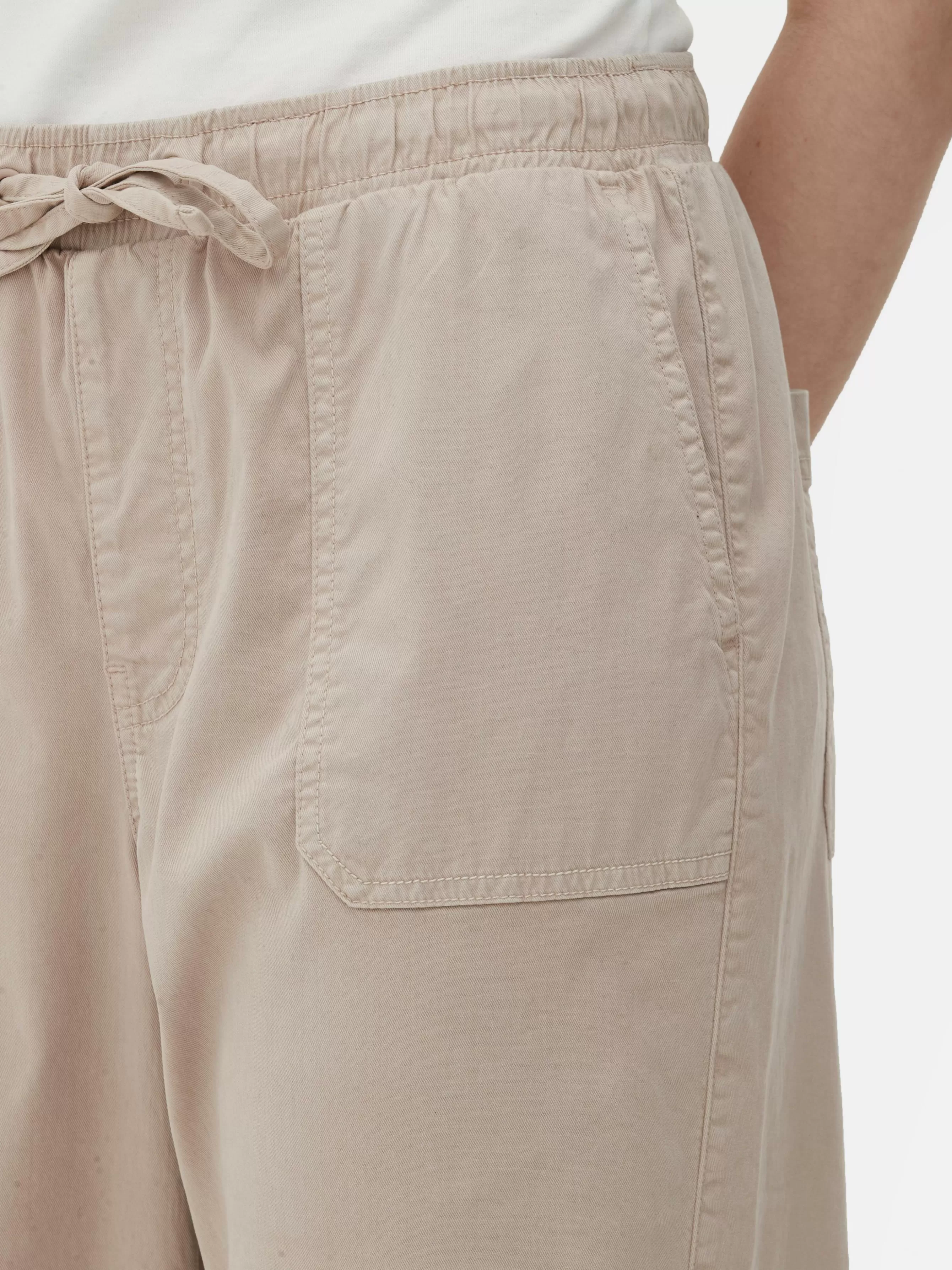 Discount Primark Bas De Jogging à Revers Et Cordon De Serrage Grège