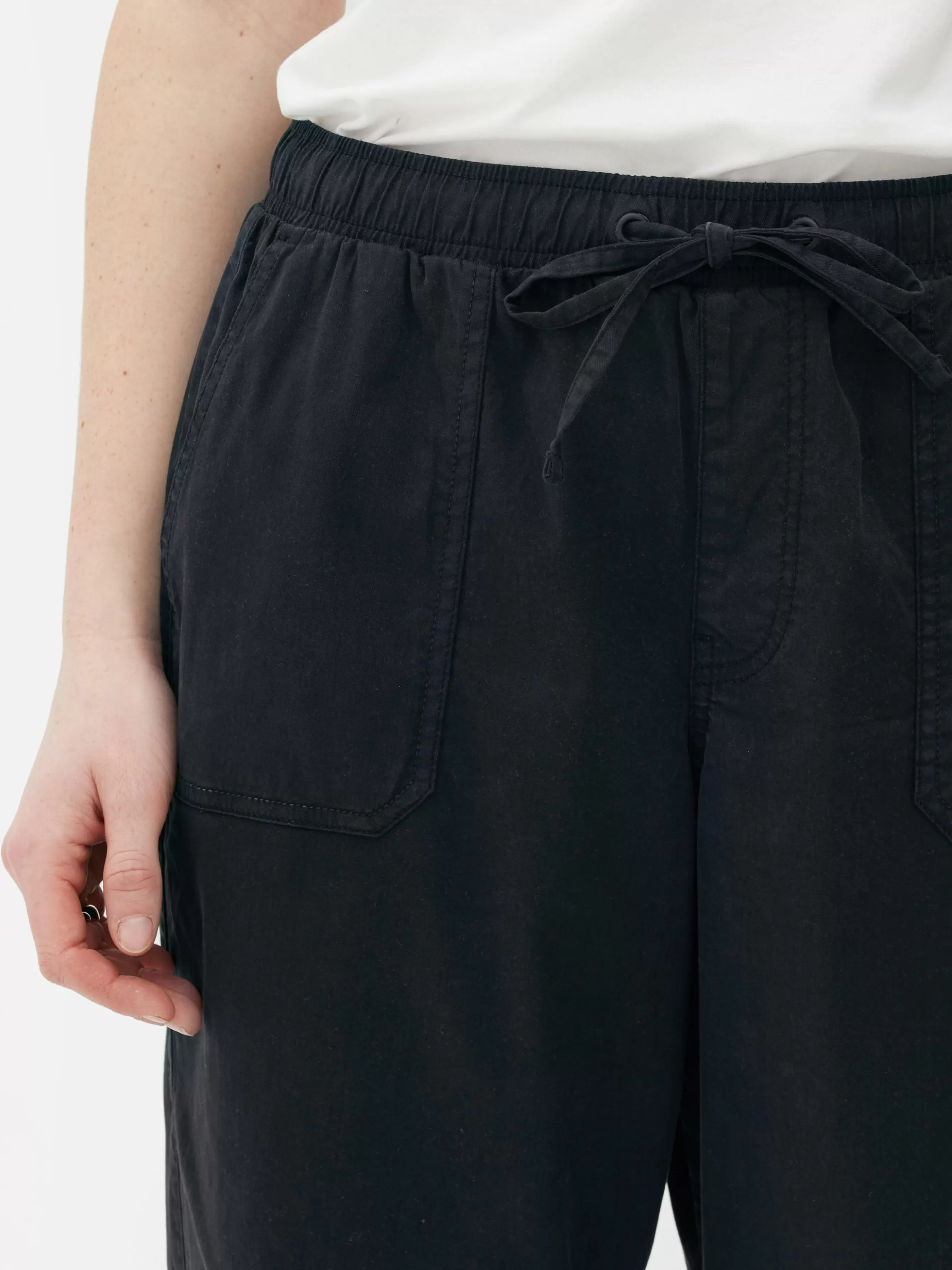 Cheap Primark Bas De Jogging à Revers Et Cordon De Serrage Bleu marine