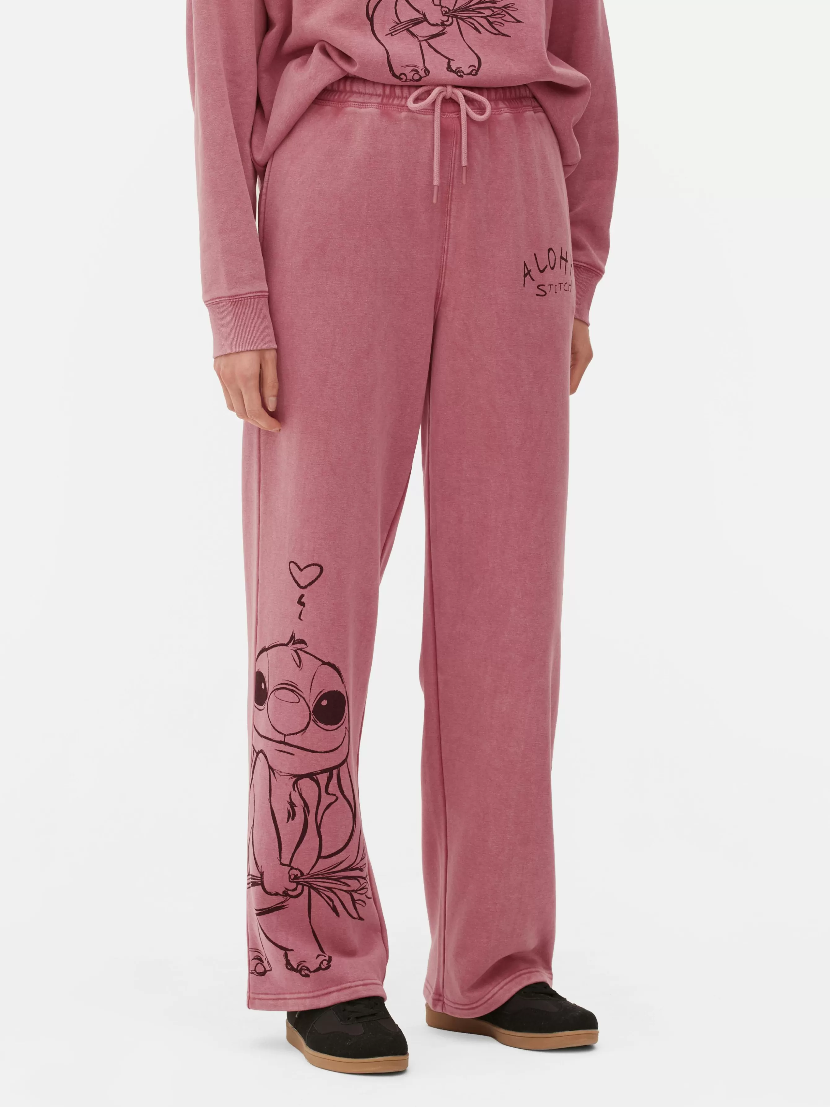 New Primark Bas De Jogging Droit à Coordonner Disney Stitch Rose