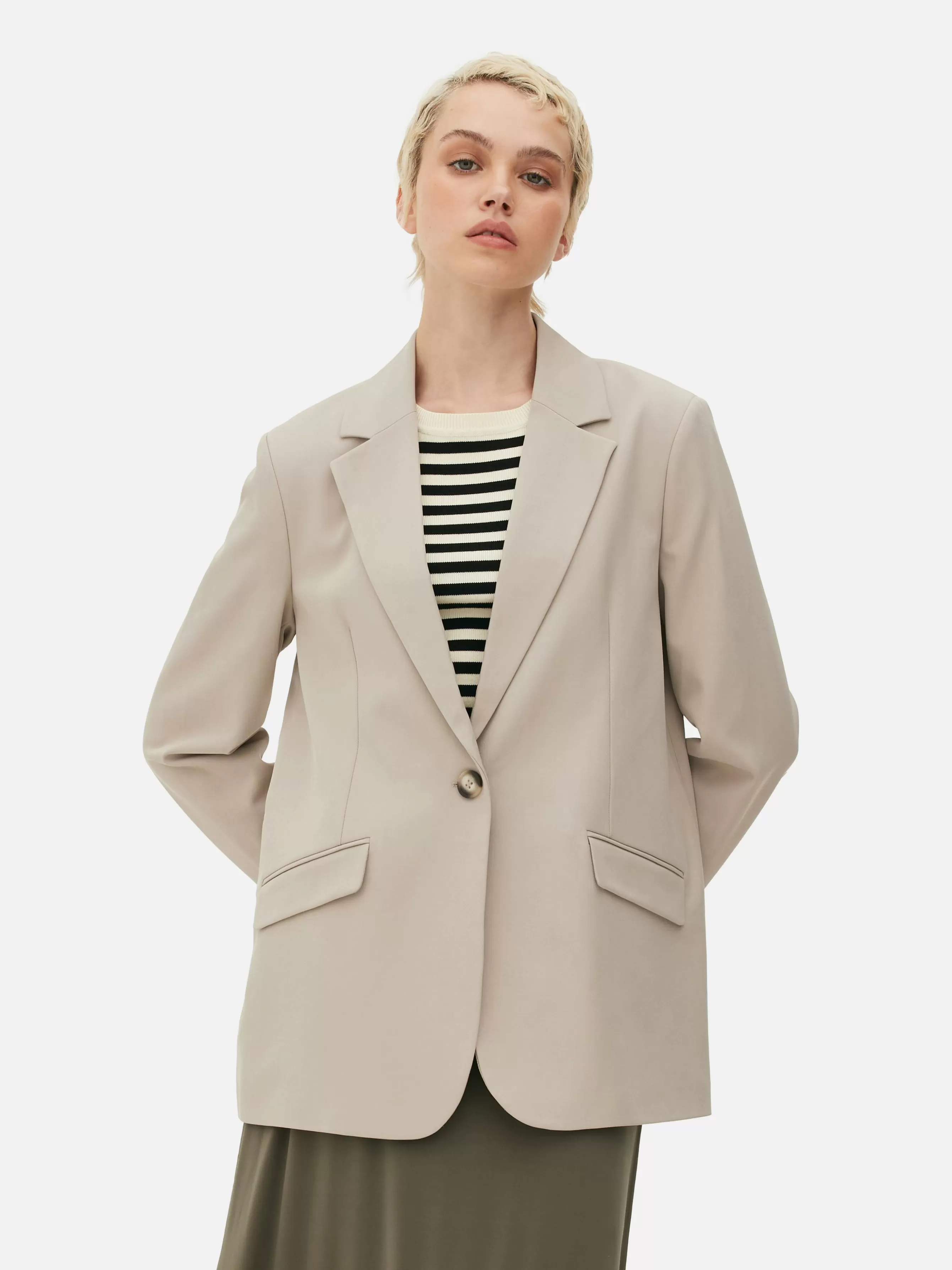 Outlet Primark Blazer à Boutonnage Simple à Coordonner Grège