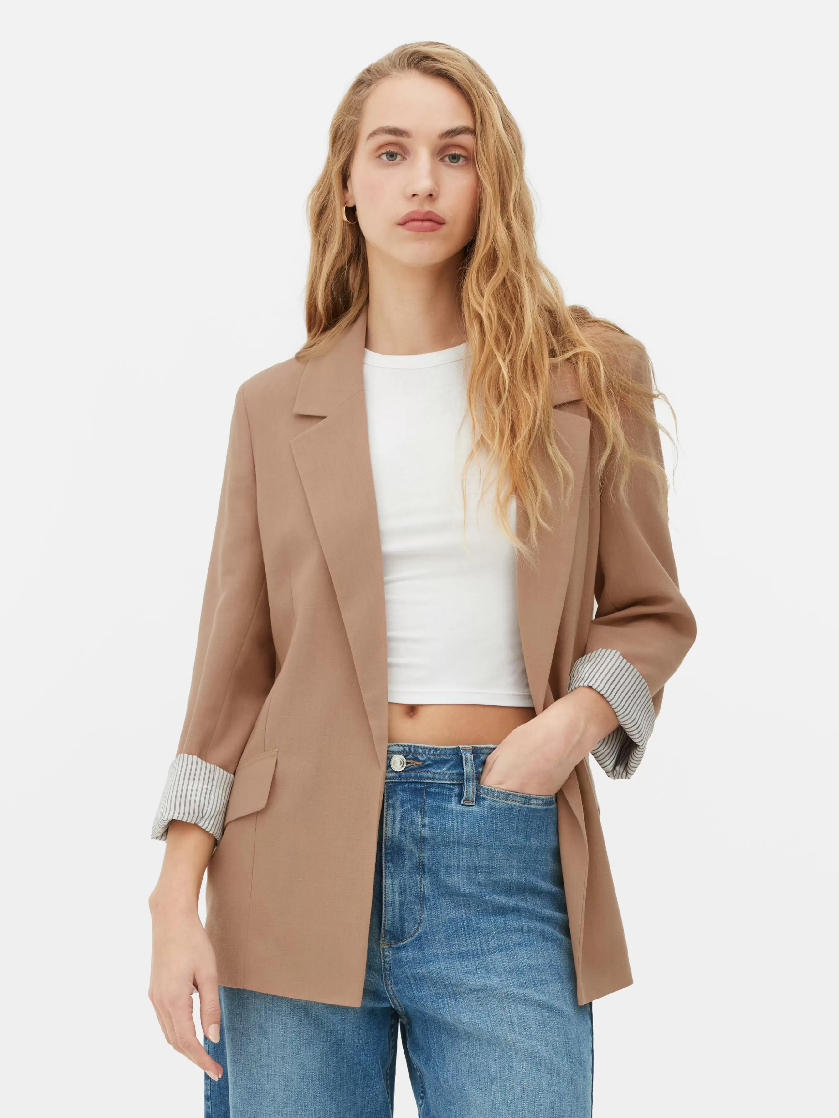 Online Primark Blazer Ajusté à Effet Bord à Bord Terracotta