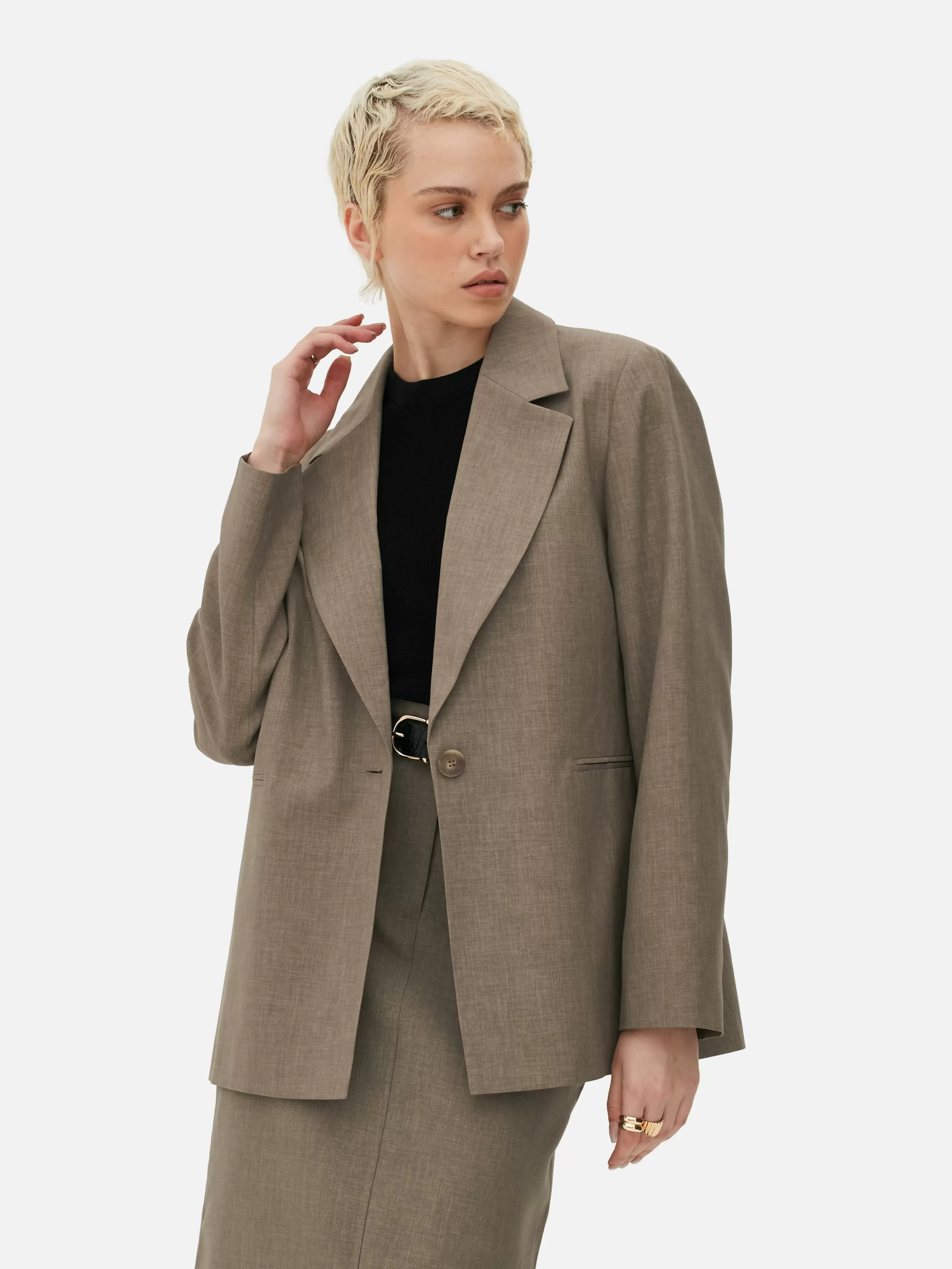 Best Sale Primark Blazer Oversize à Boutonnage Simple à Coordonner Kaki