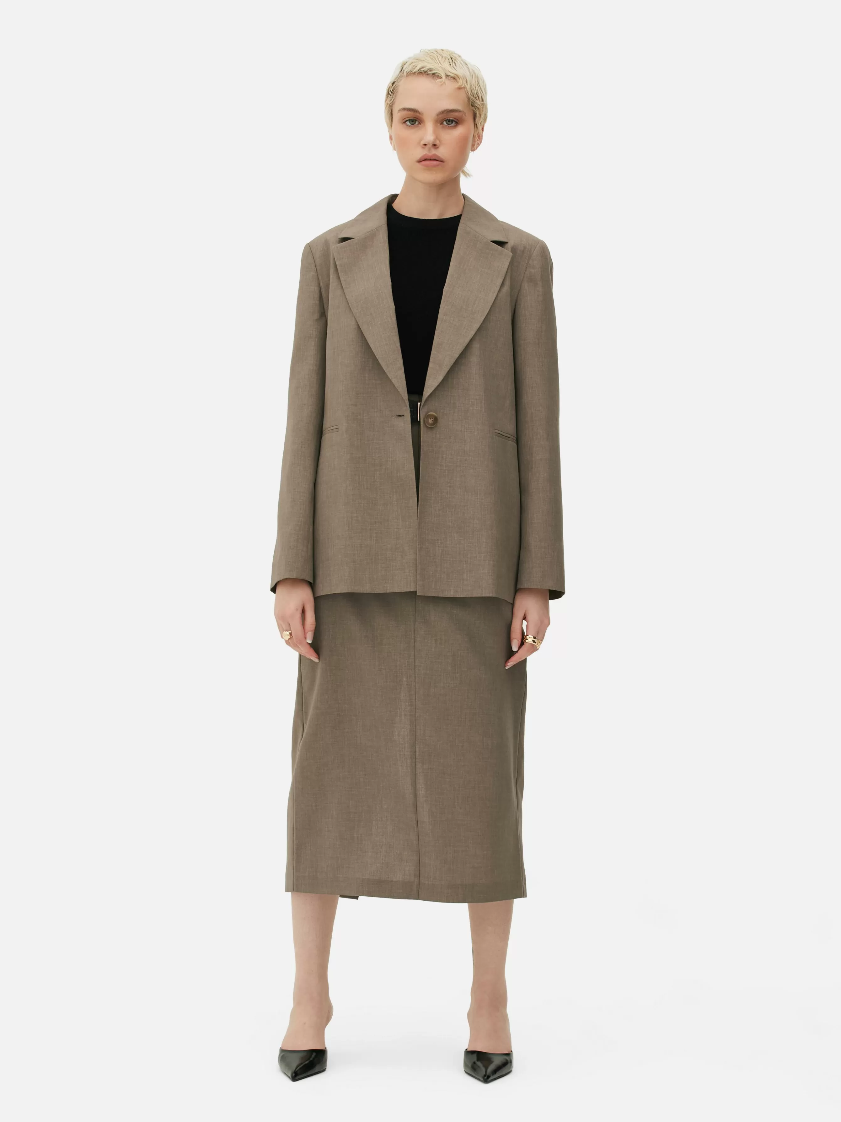 Best Sale Primark Blazer Oversize à Boutonnage Simple à Coordonner Kaki