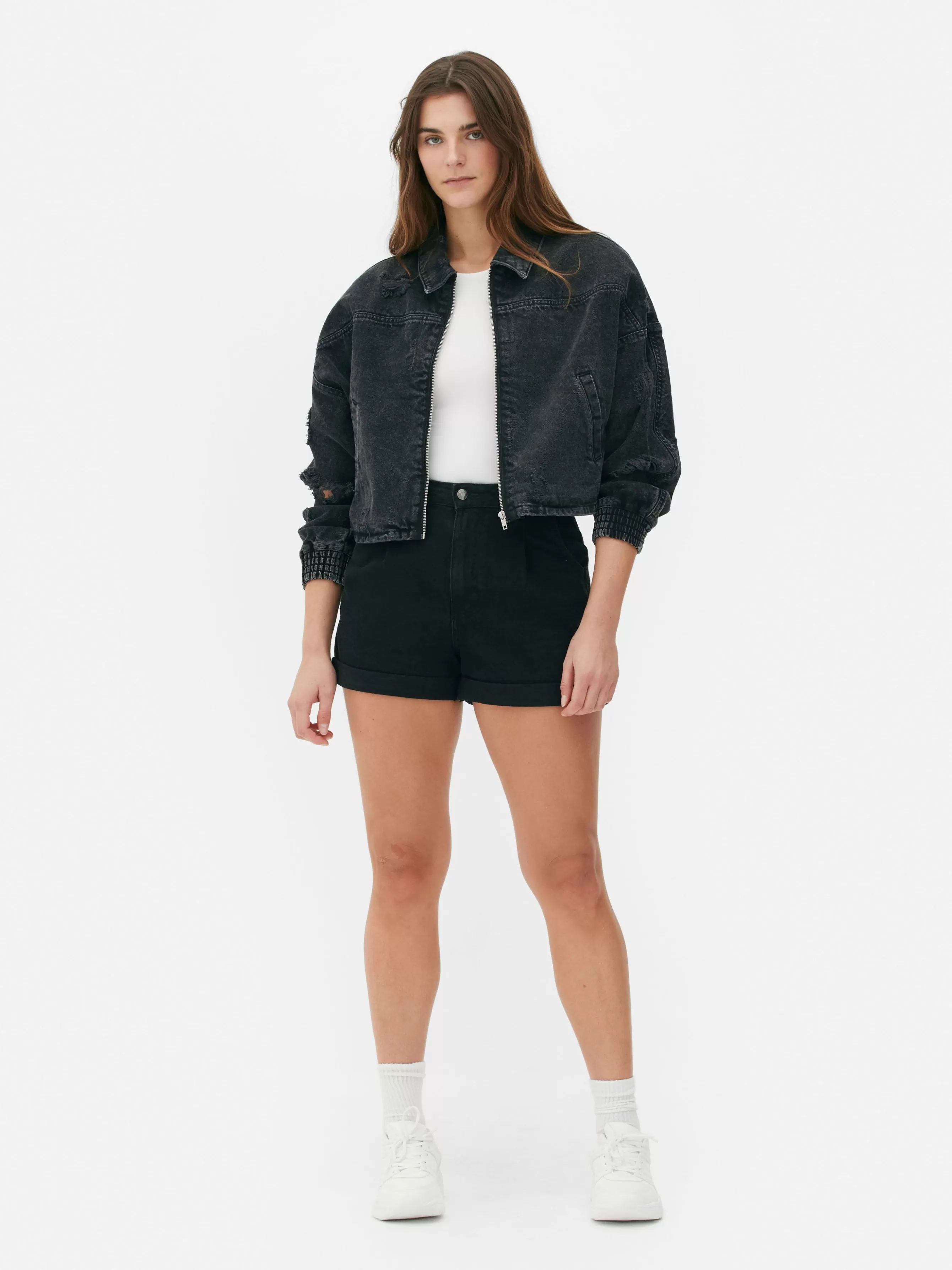 Hot Primark Blouson Bomber Effet Vieilli Noir discret