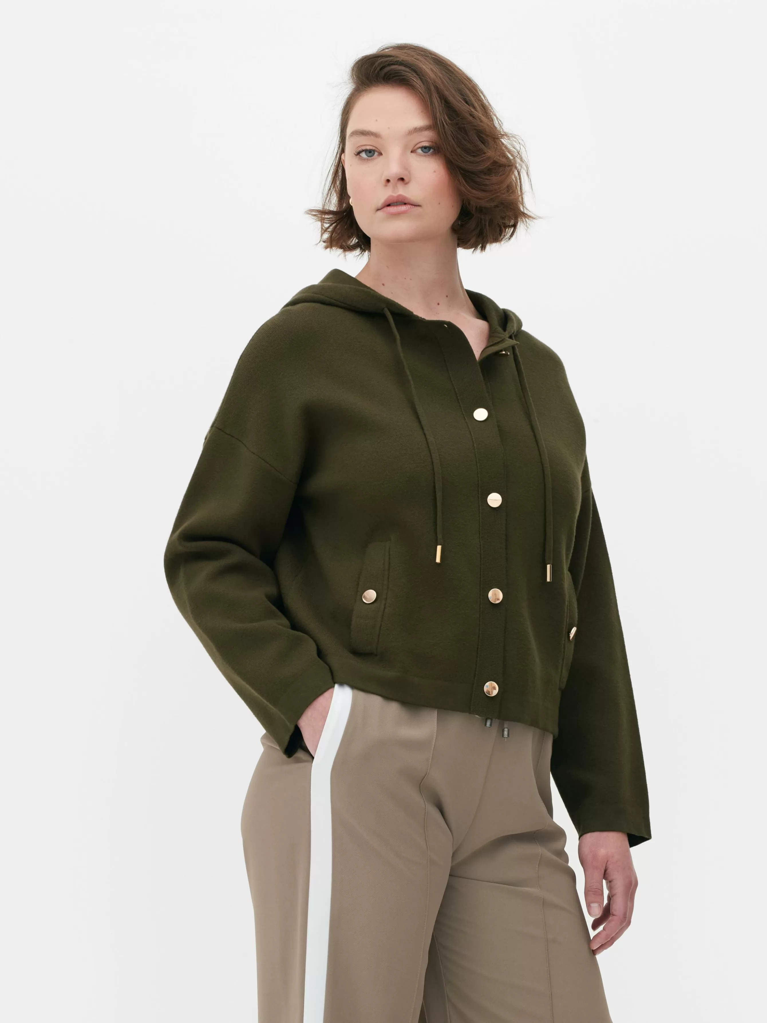 Flash Sale Primark Blouson Bomber En Maille à Capuche Kaki