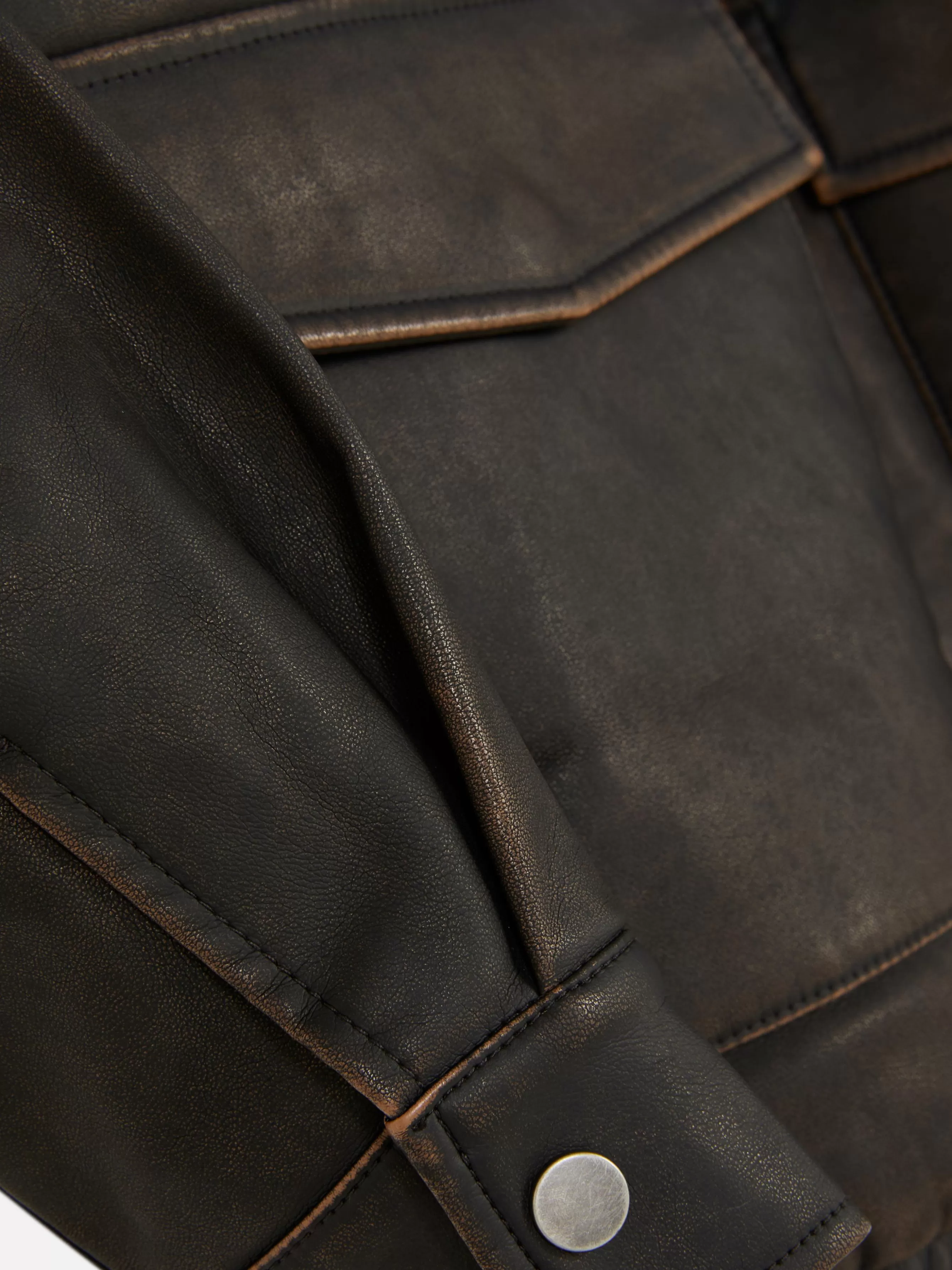 Fashion Primark Blouson Bomber En Simili Cuir à Effet Vieilli Rita Ora Marron