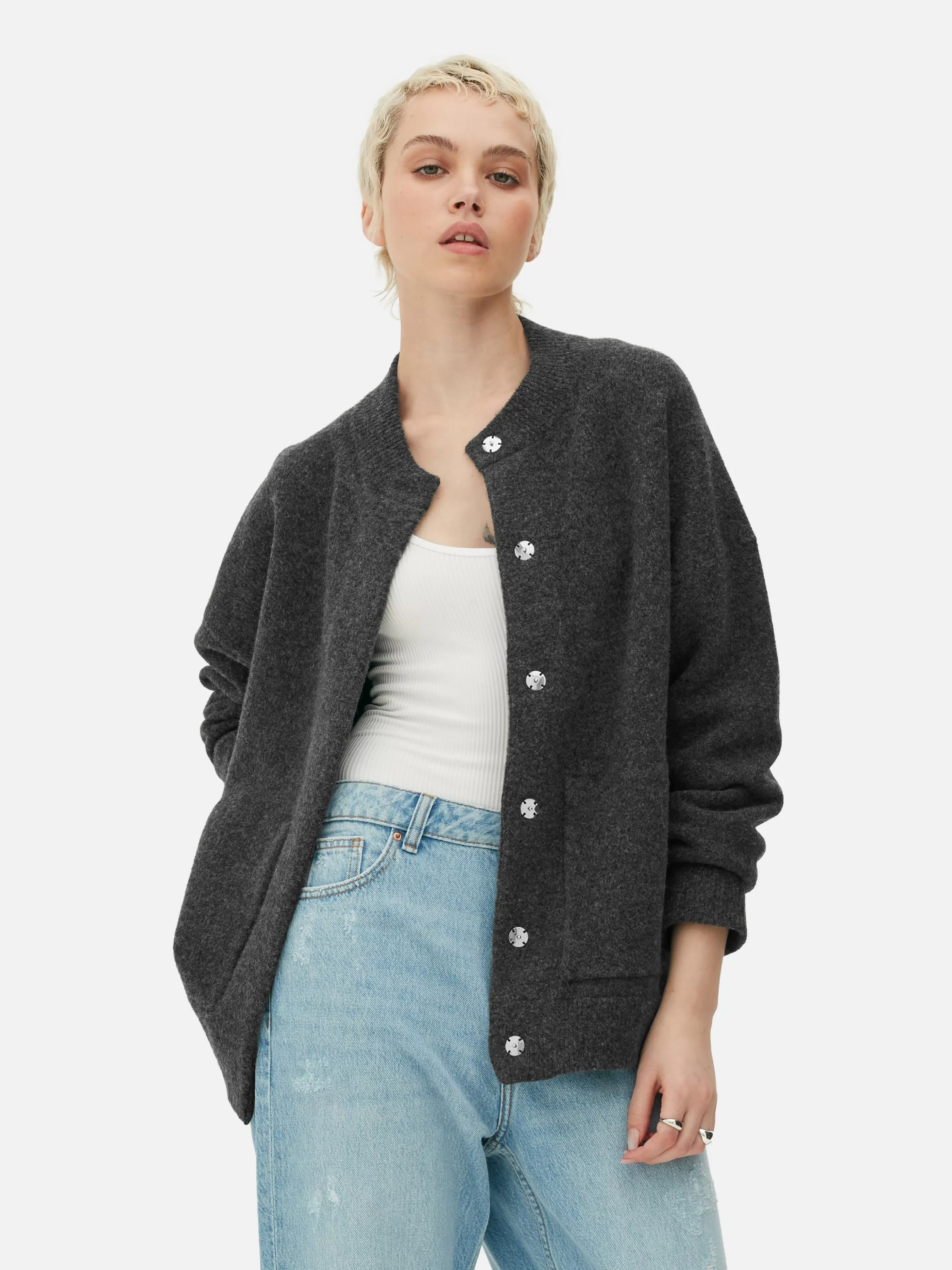 Online Primark Blouson Bomber Tricoté Oversize Anthracite