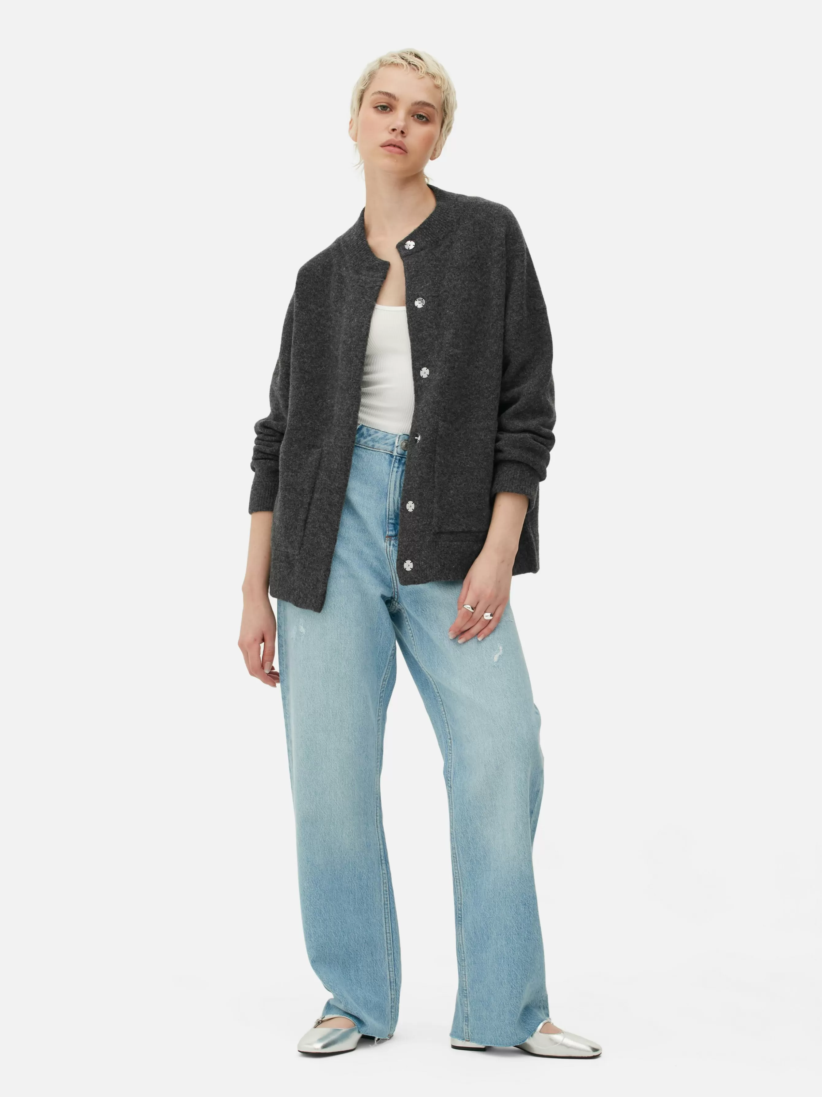 Online Primark Blouson Bomber Tricoté Oversize Anthracite