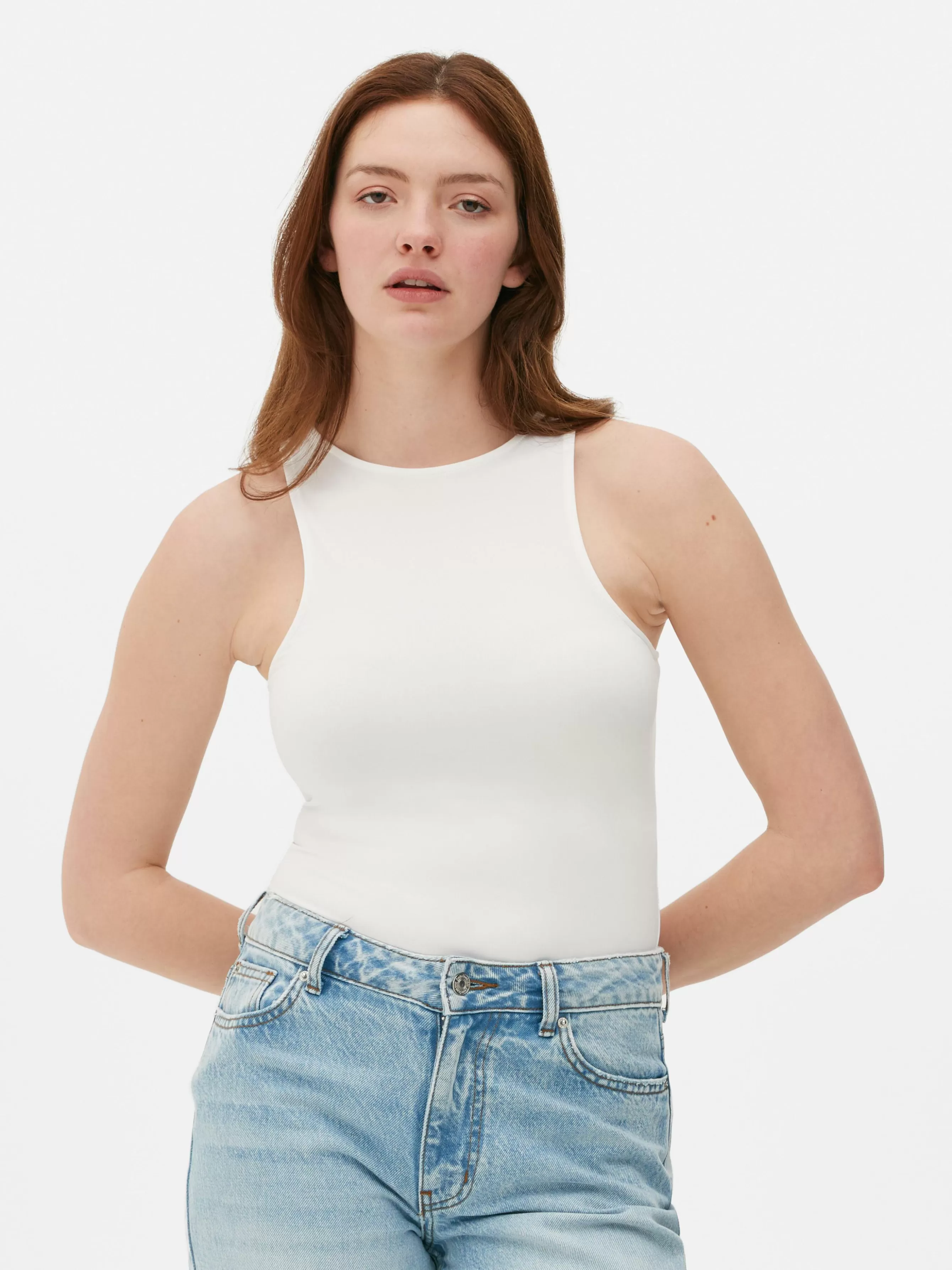 Clearance Primark Body Sans Manches à Col Nageur Blanc