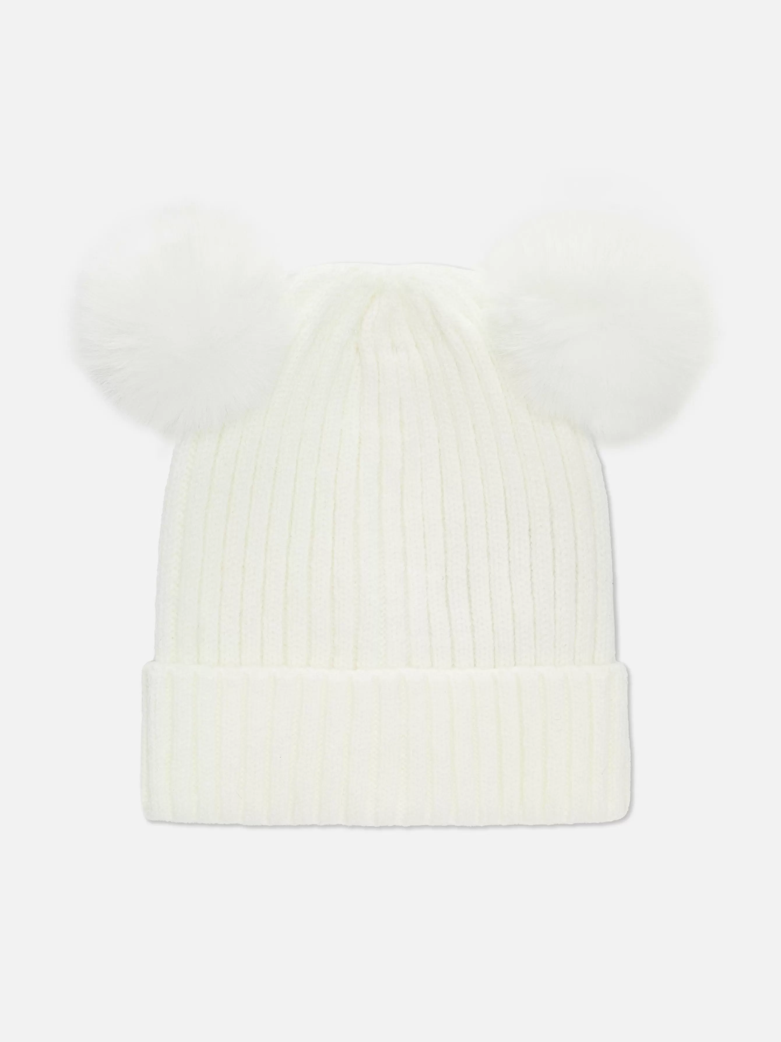 Outlet Primark Bonnet En Maille à Pompon Crème