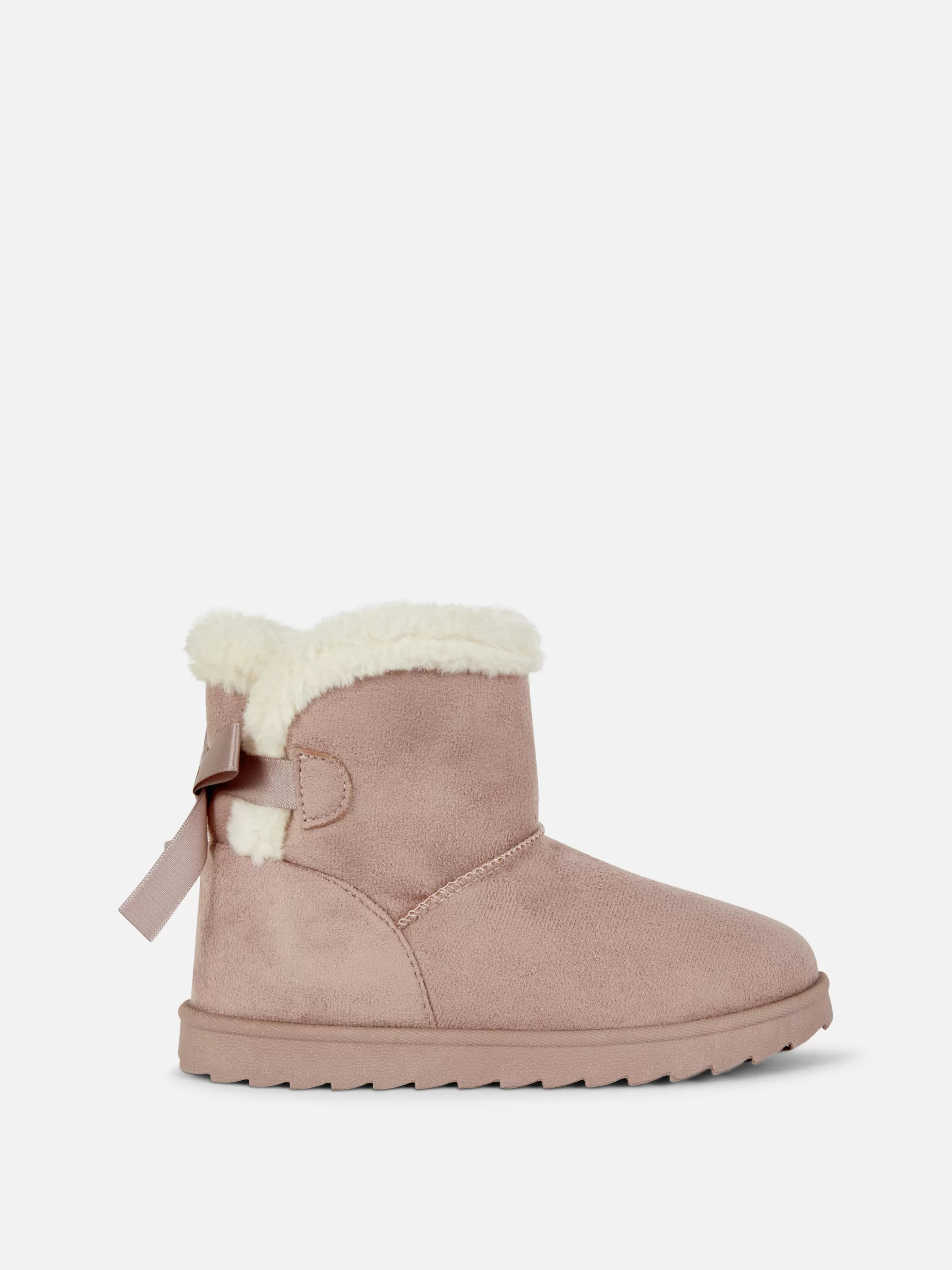 Shop Primark Bottines à Doublure Duveteuse Et Nœud Au Dos Rose