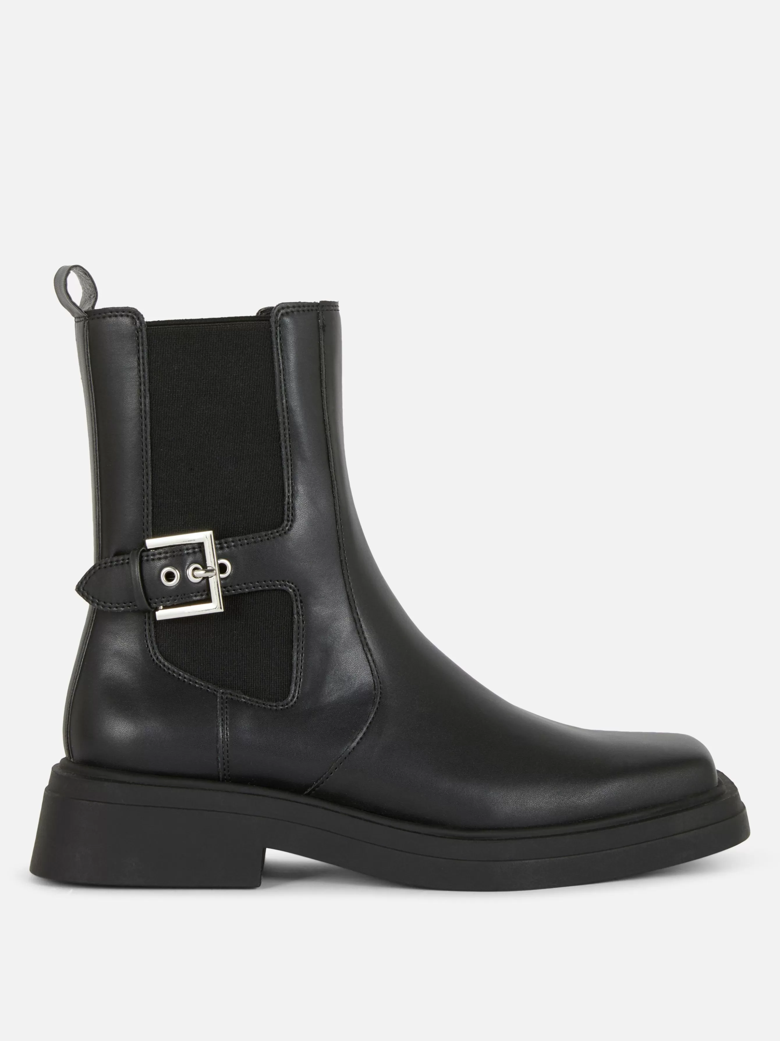 Sale Primark Bottines Chelsea En Simili Cuir à Bout Carré Noir