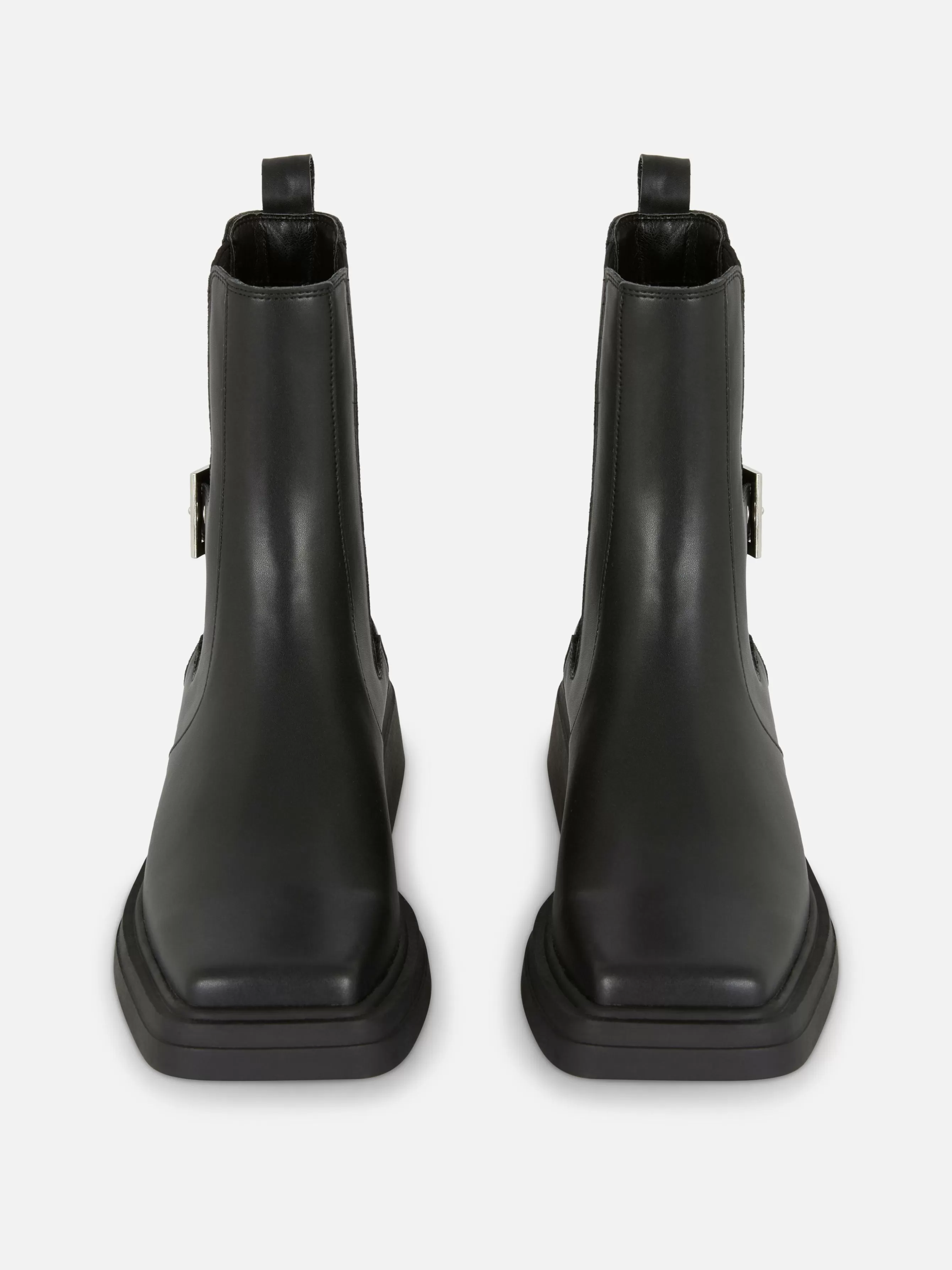 Sale Primark Bottines Chelsea En Simili Cuir à Bout Carré Noir