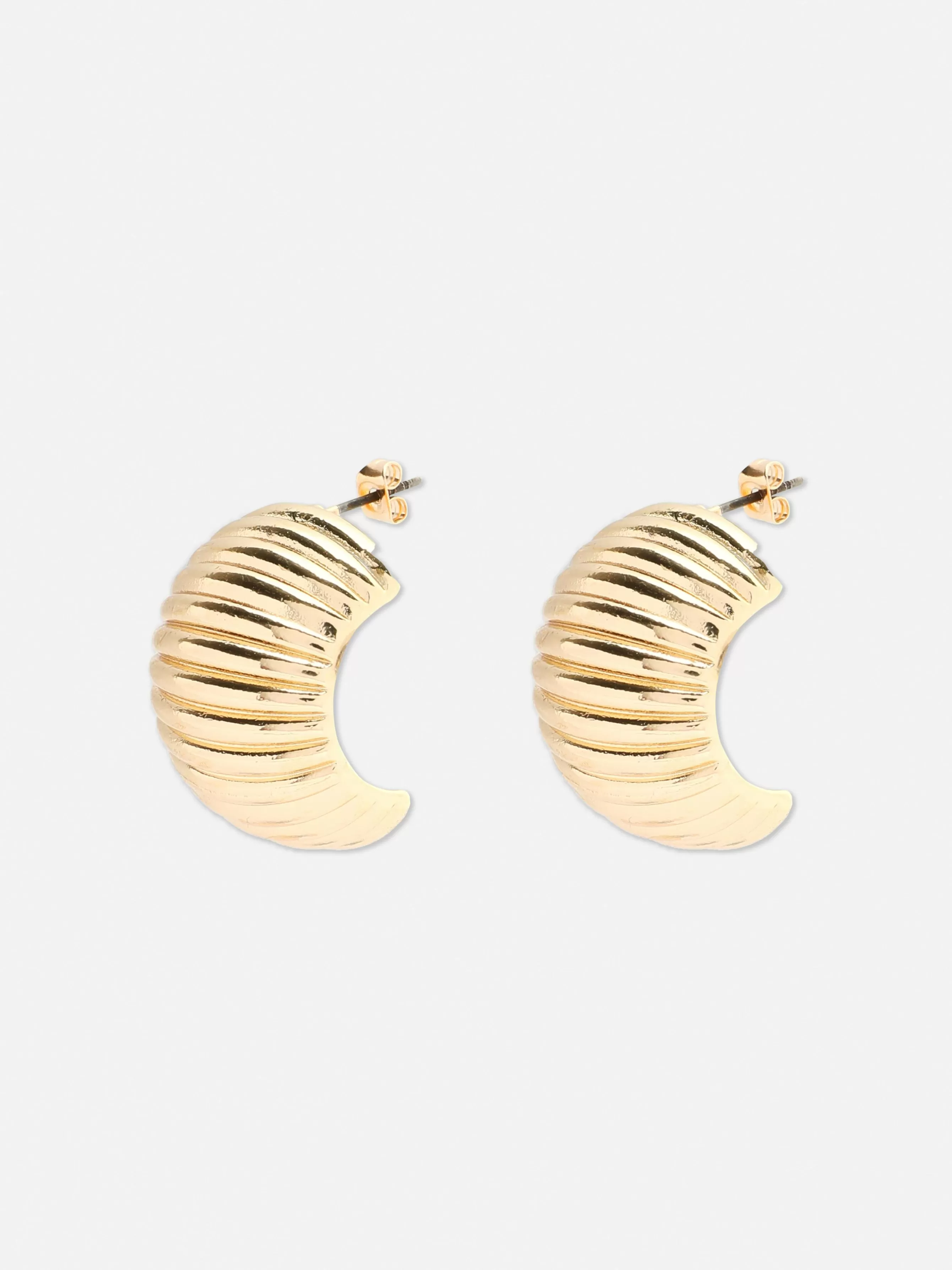 New Primark Boucles D'oreilles Incurvées Texturées The Edit Jaune