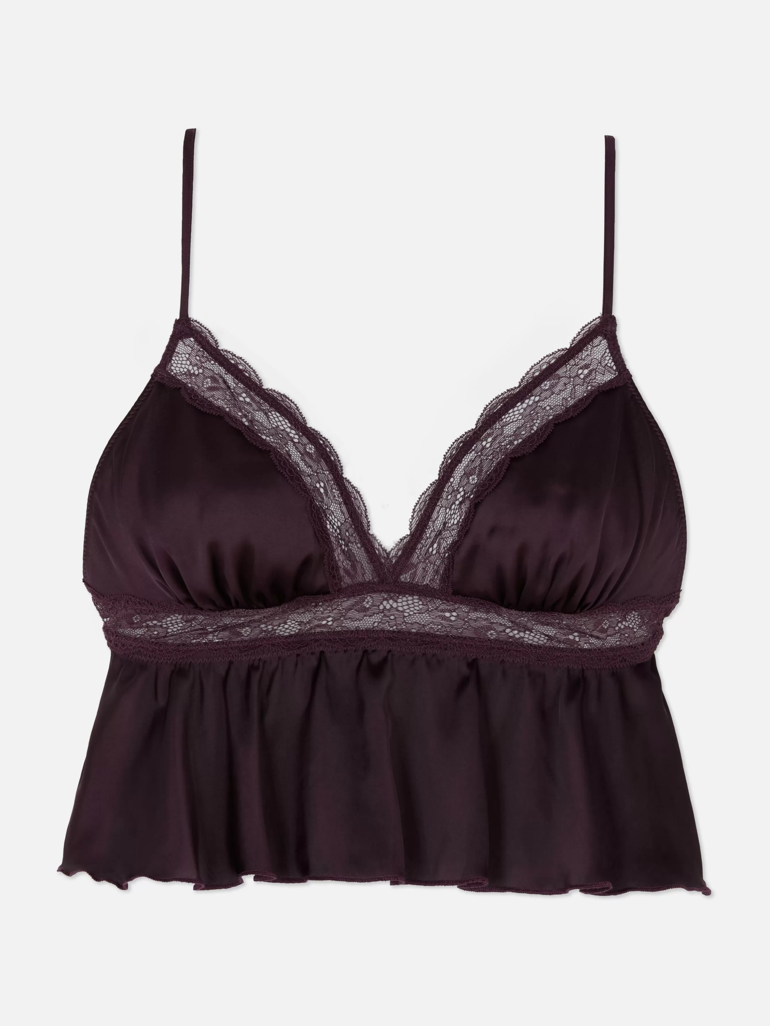 Outlet Primark Brassière Légère En Dentelle Satinée Bordeaux