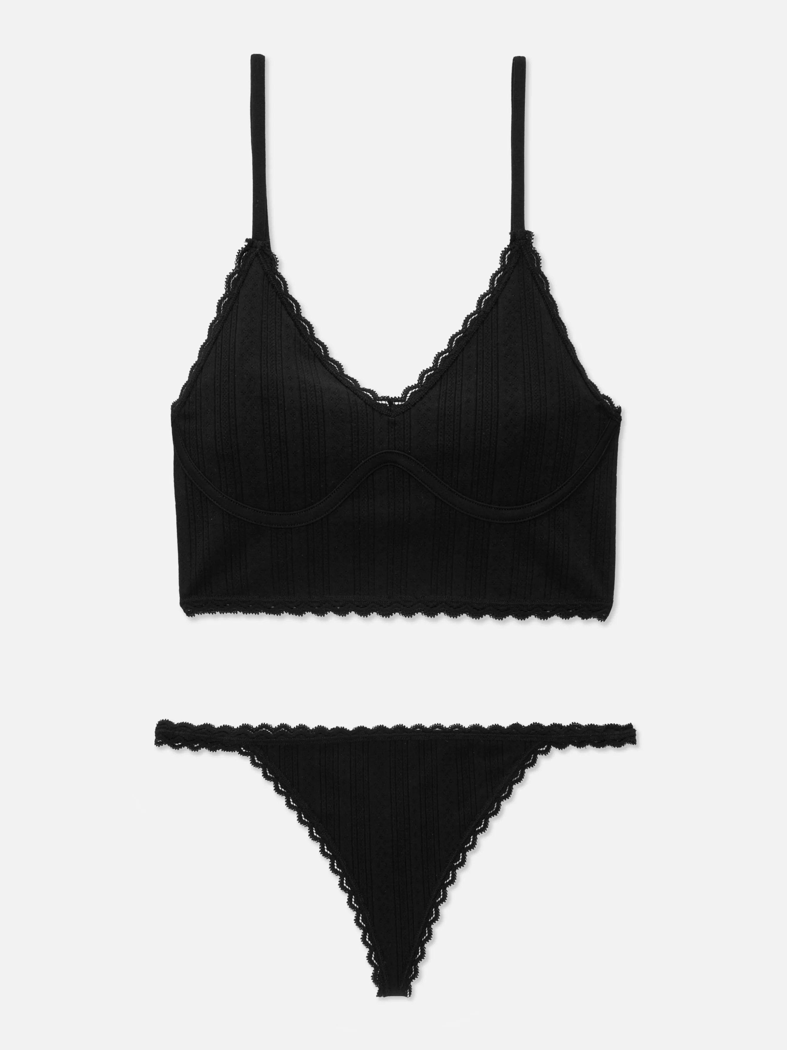 Cheap Primark Brassière Longue Et String En Pointelle Sans Couture Noir