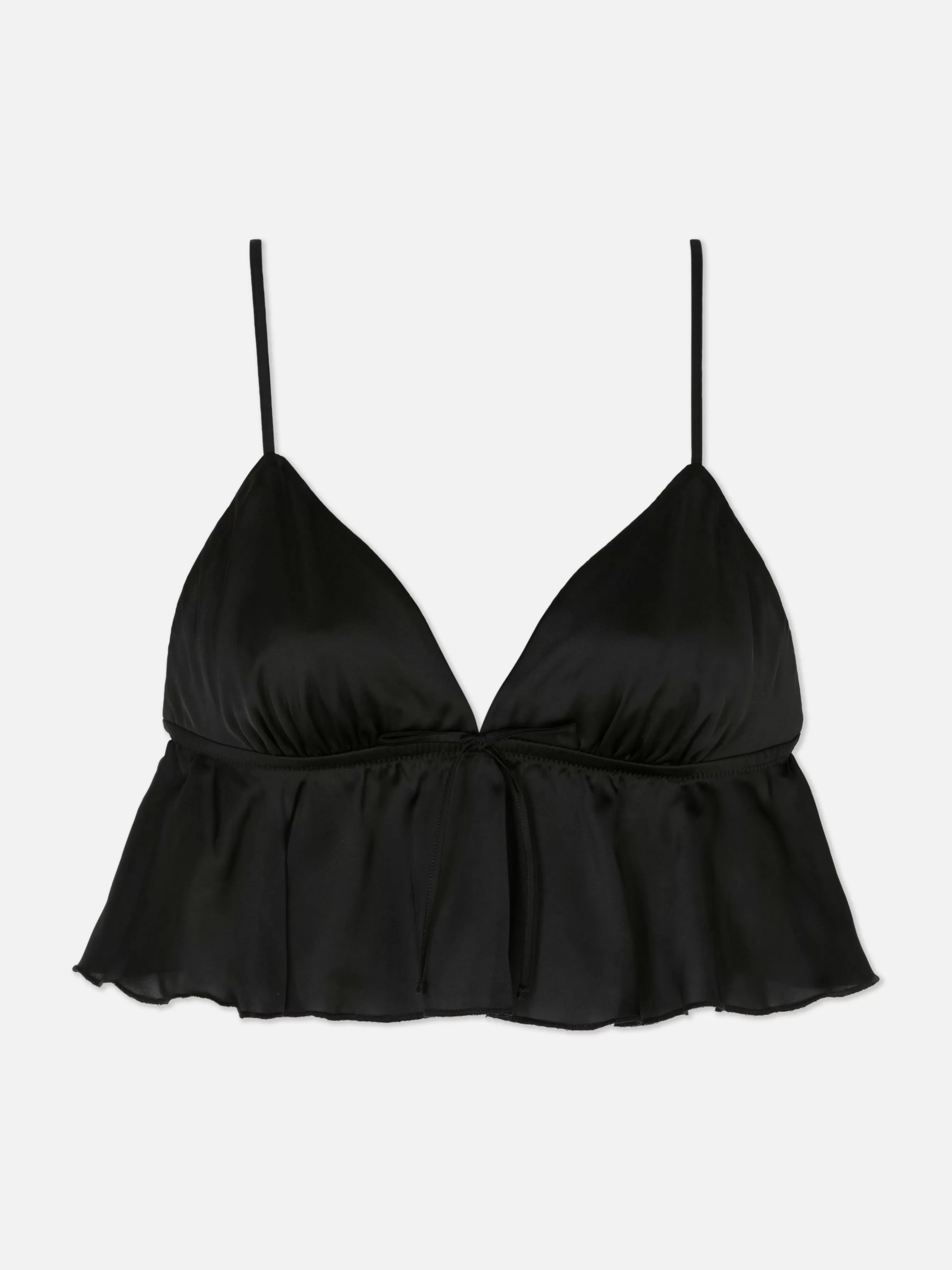 Cheap Primark Brassière Triangle Volantée En Satin Noir