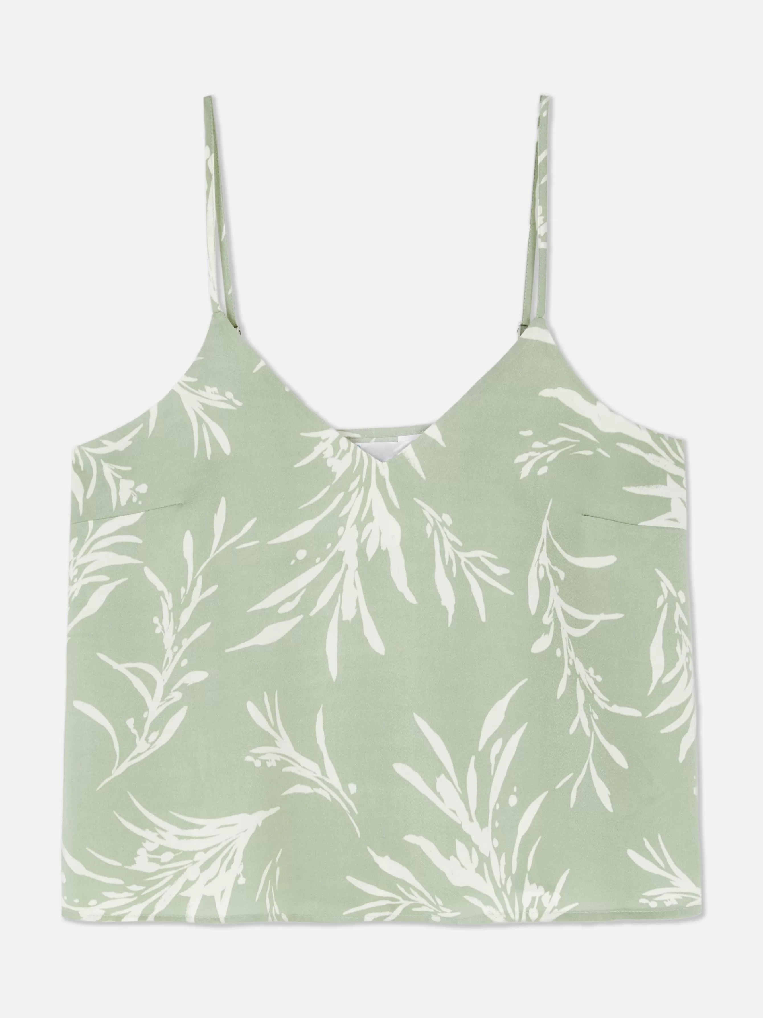 New Primark Caraco De Pyjama En Satin à Motif Feuilles Vert clair