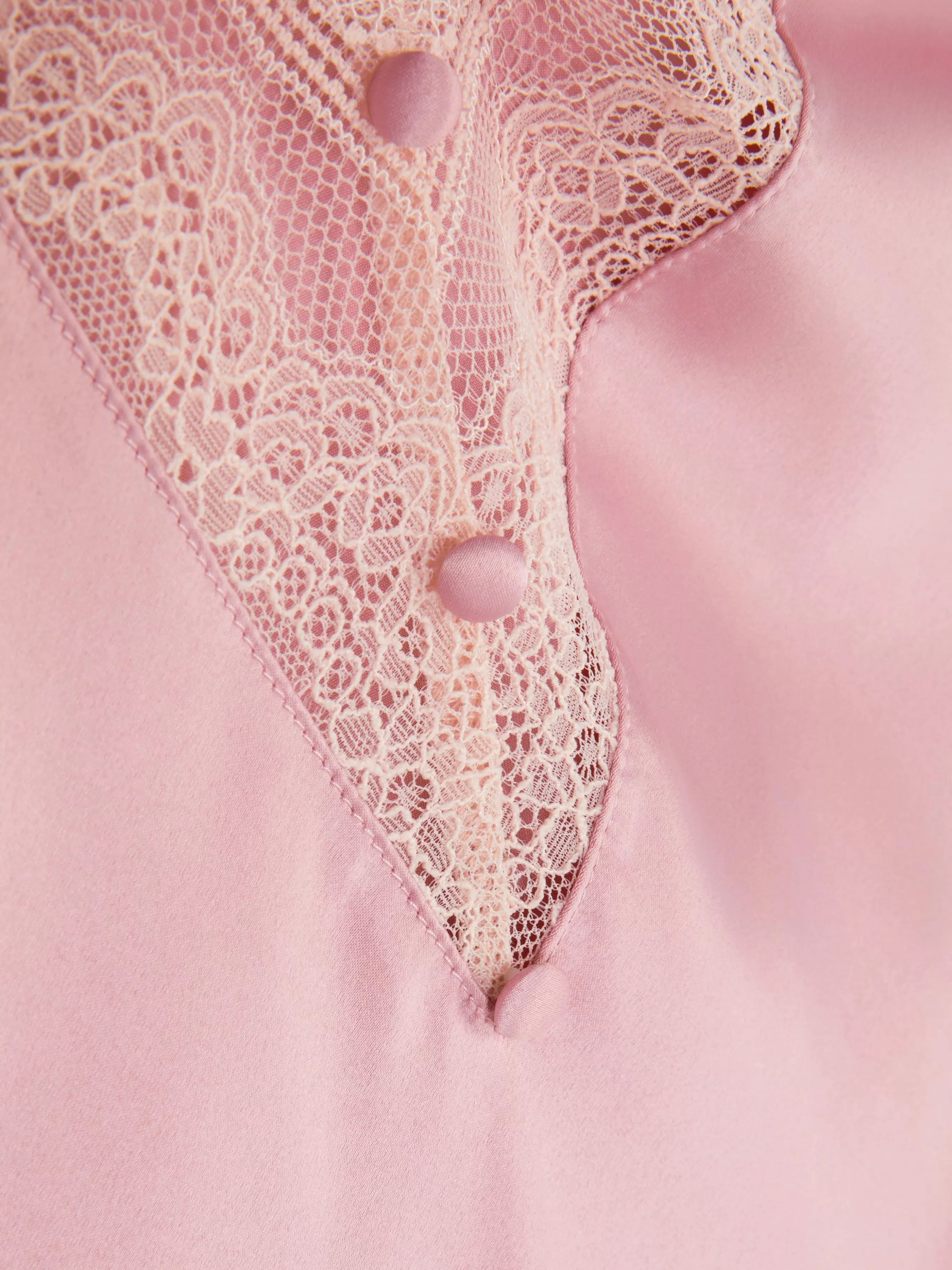 Hot Primark Caraco De Pyjama En Satin Avec Finitions En Dentelle Rose