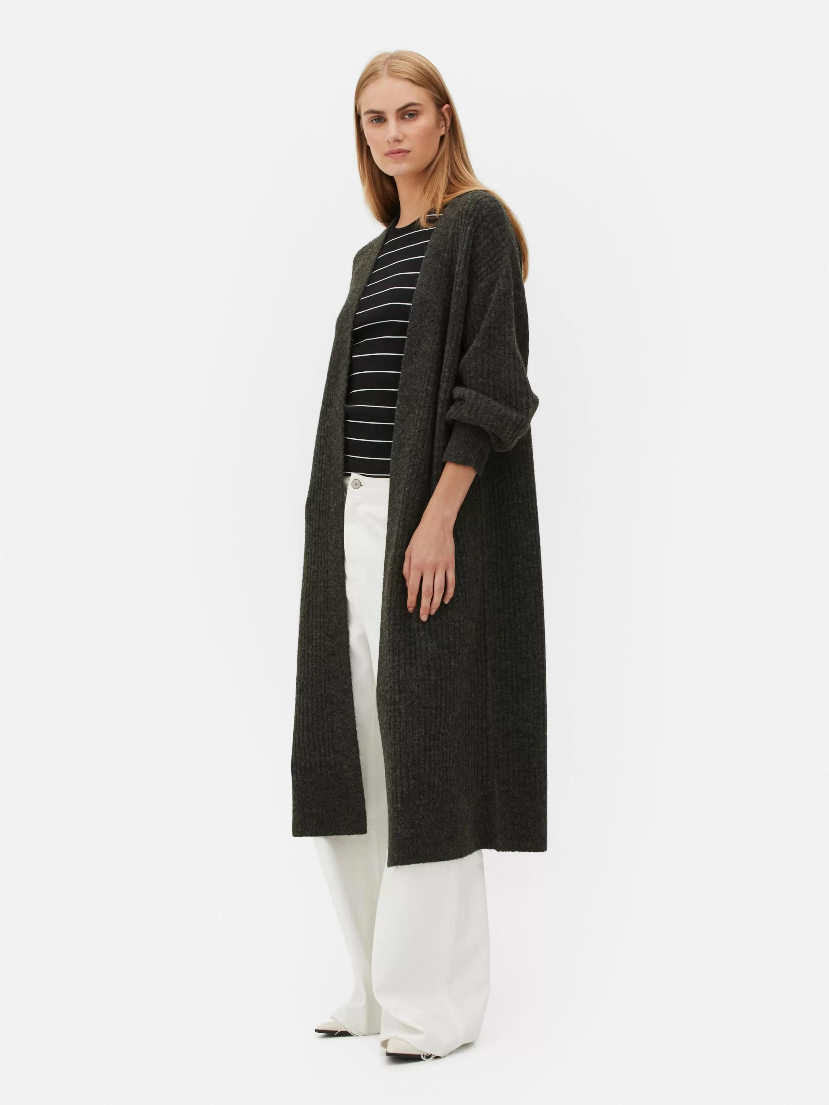 Discount Primark Cardigan Long Côtelé Anthracite