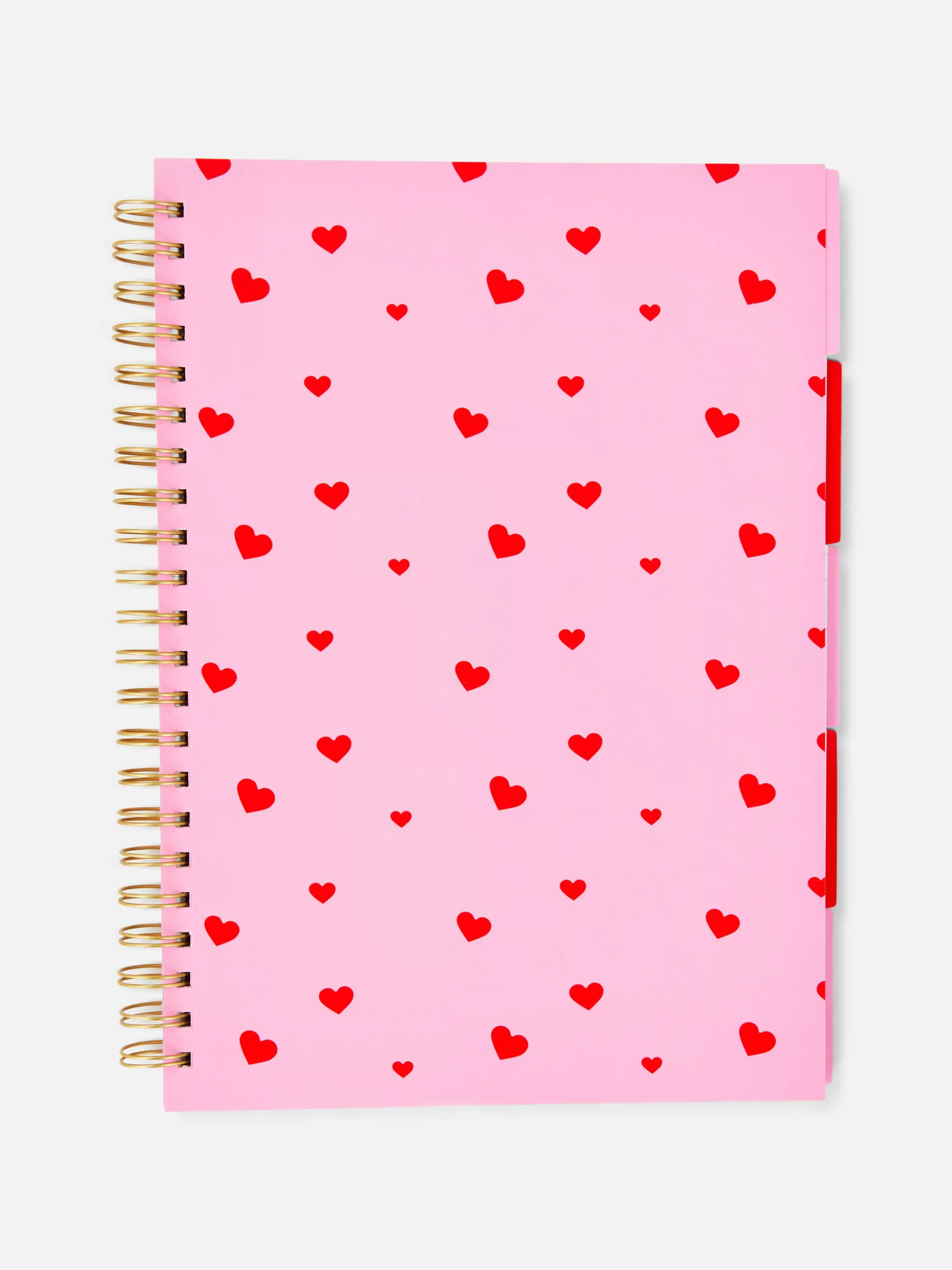 Outlet Primark Carnet à Spirale A4 à Motif Cœur Avec Intercalaires Rose clair