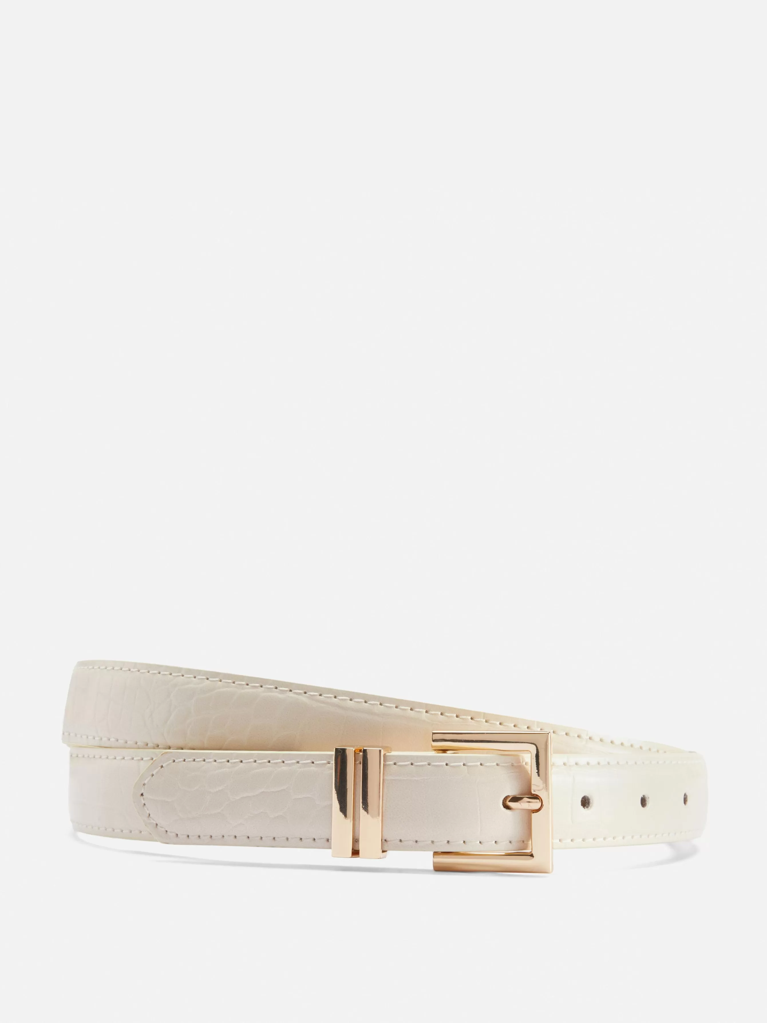 New Primark Ceinture à Boucle Carrée Imitation Croco Écru