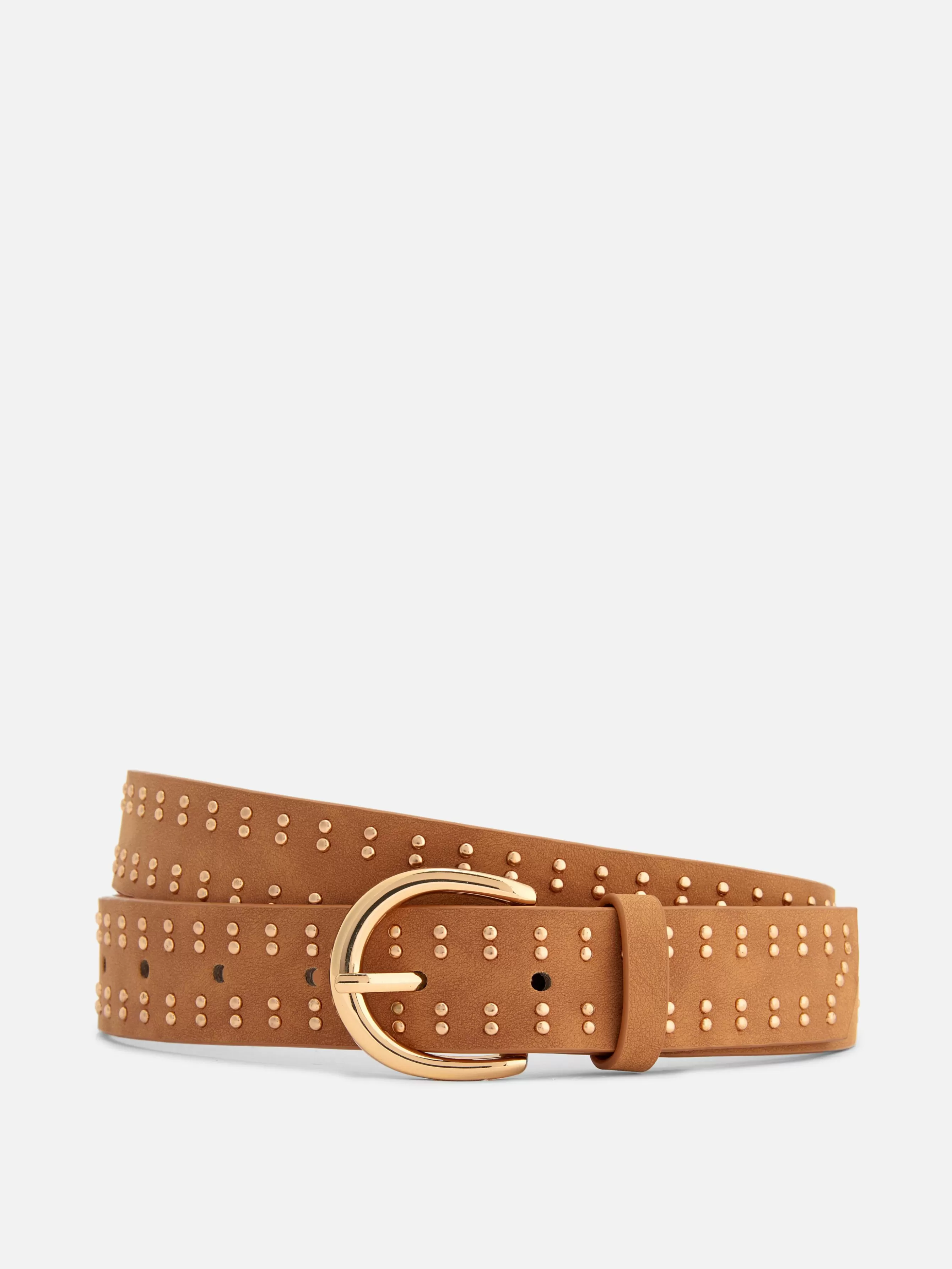 Hot Primark Ceinture à Boucle Cloutée Fauve