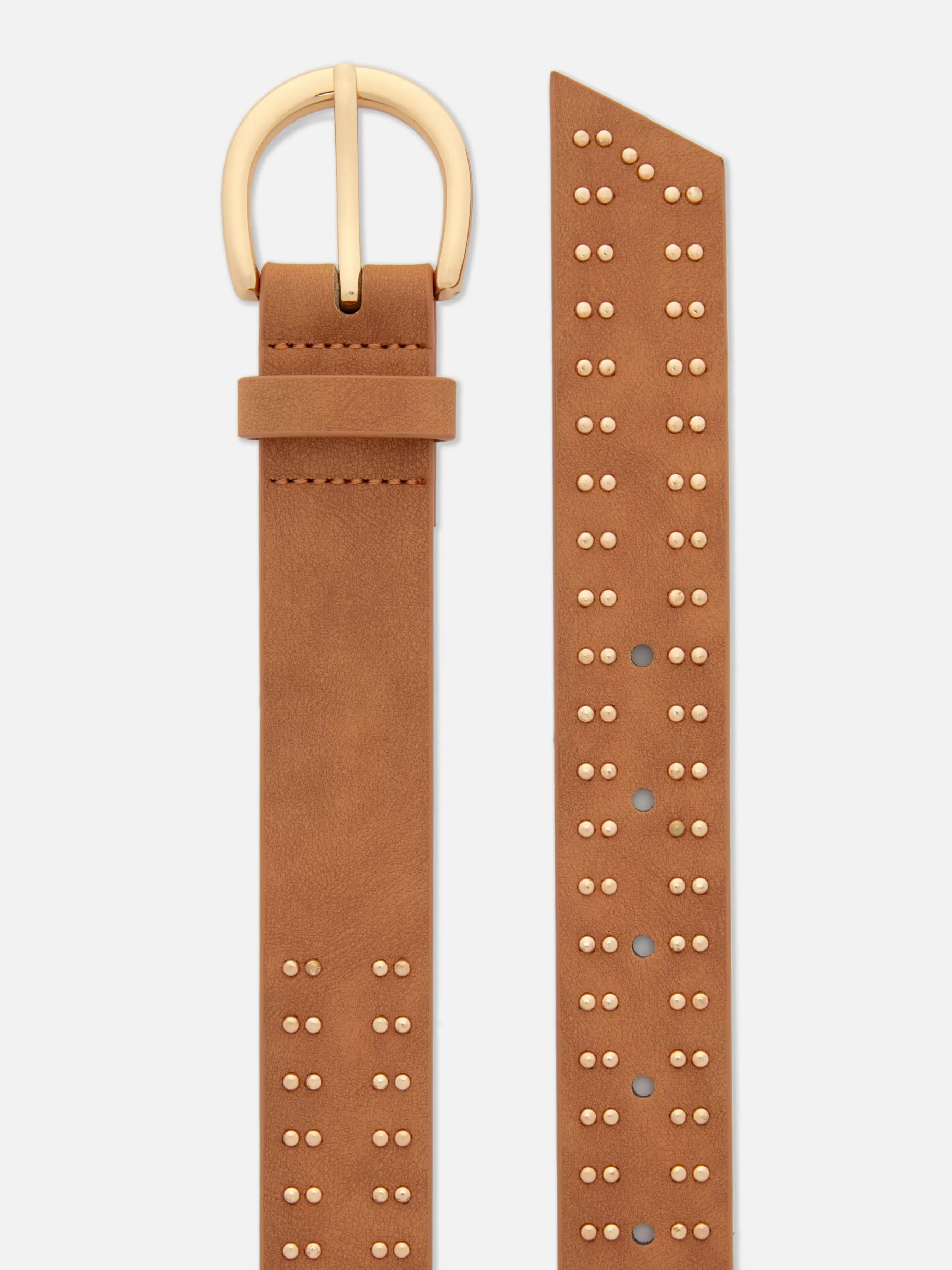 Hot Primark Ceinture à Boucle Cloutée Fauve