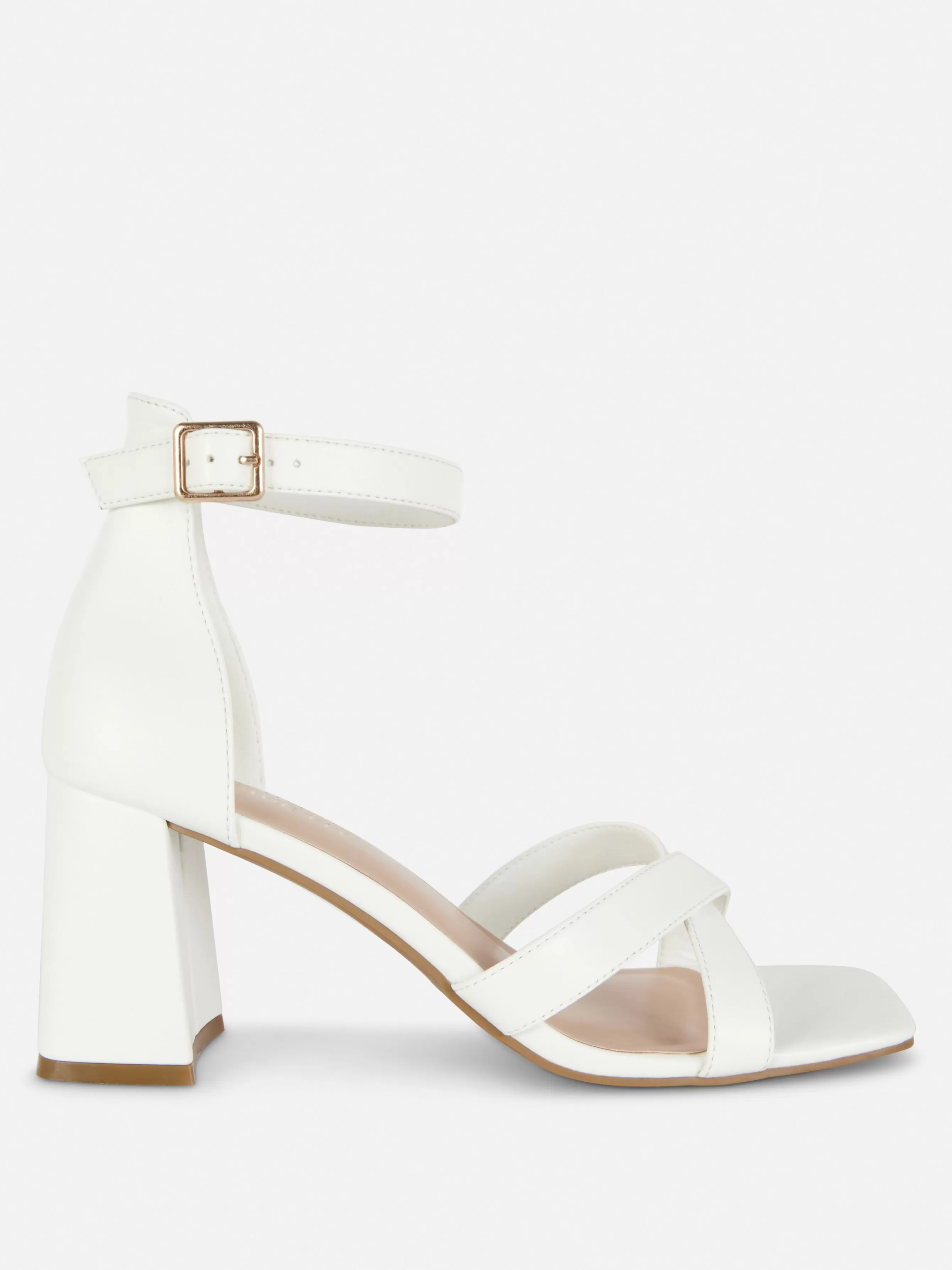 Best Primark Chaussures à Talons Larges Avec Brides Croisées Blanc