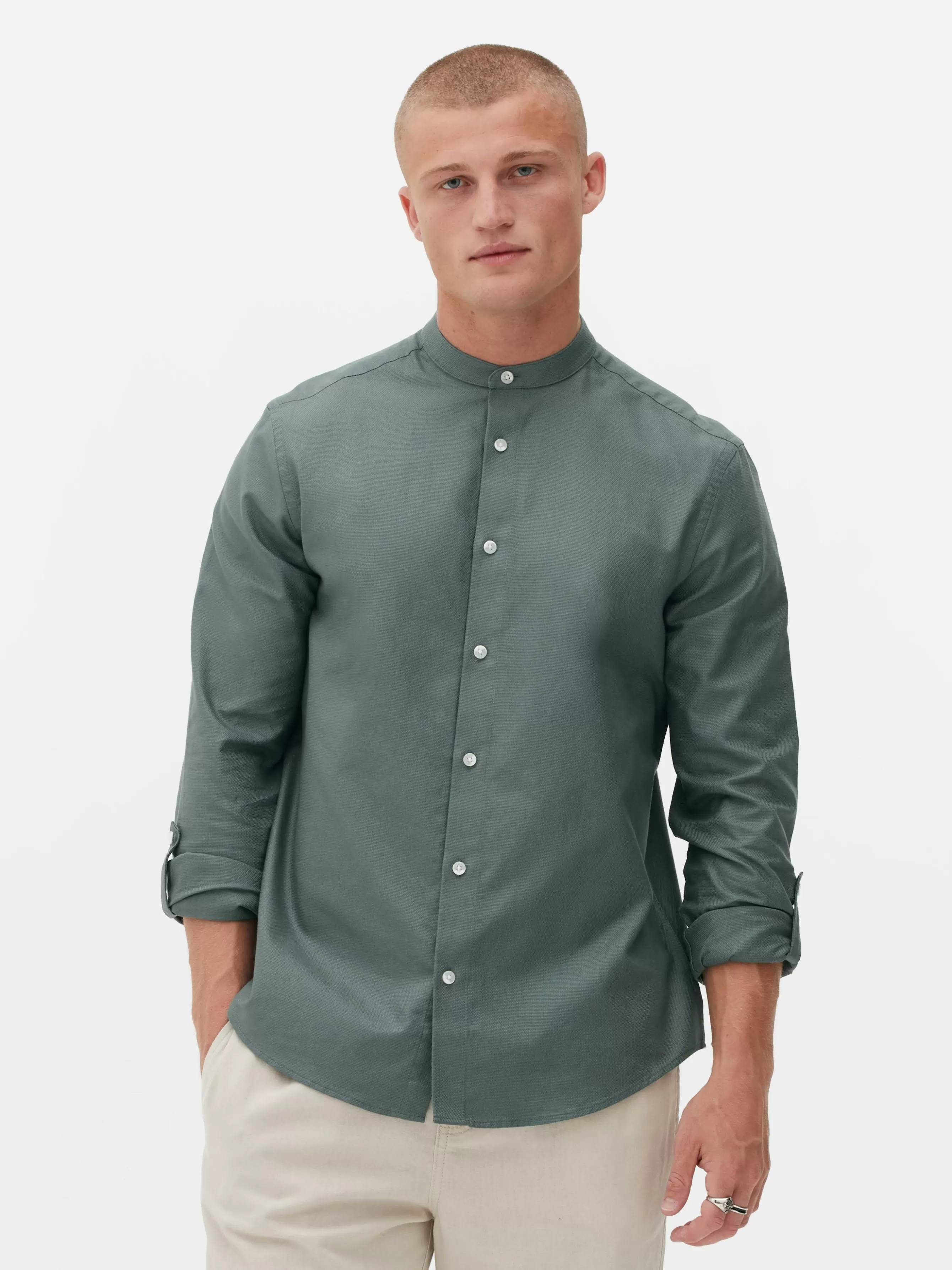 Best Primark Chemise Boutonnée à Manches Retroussées Vert