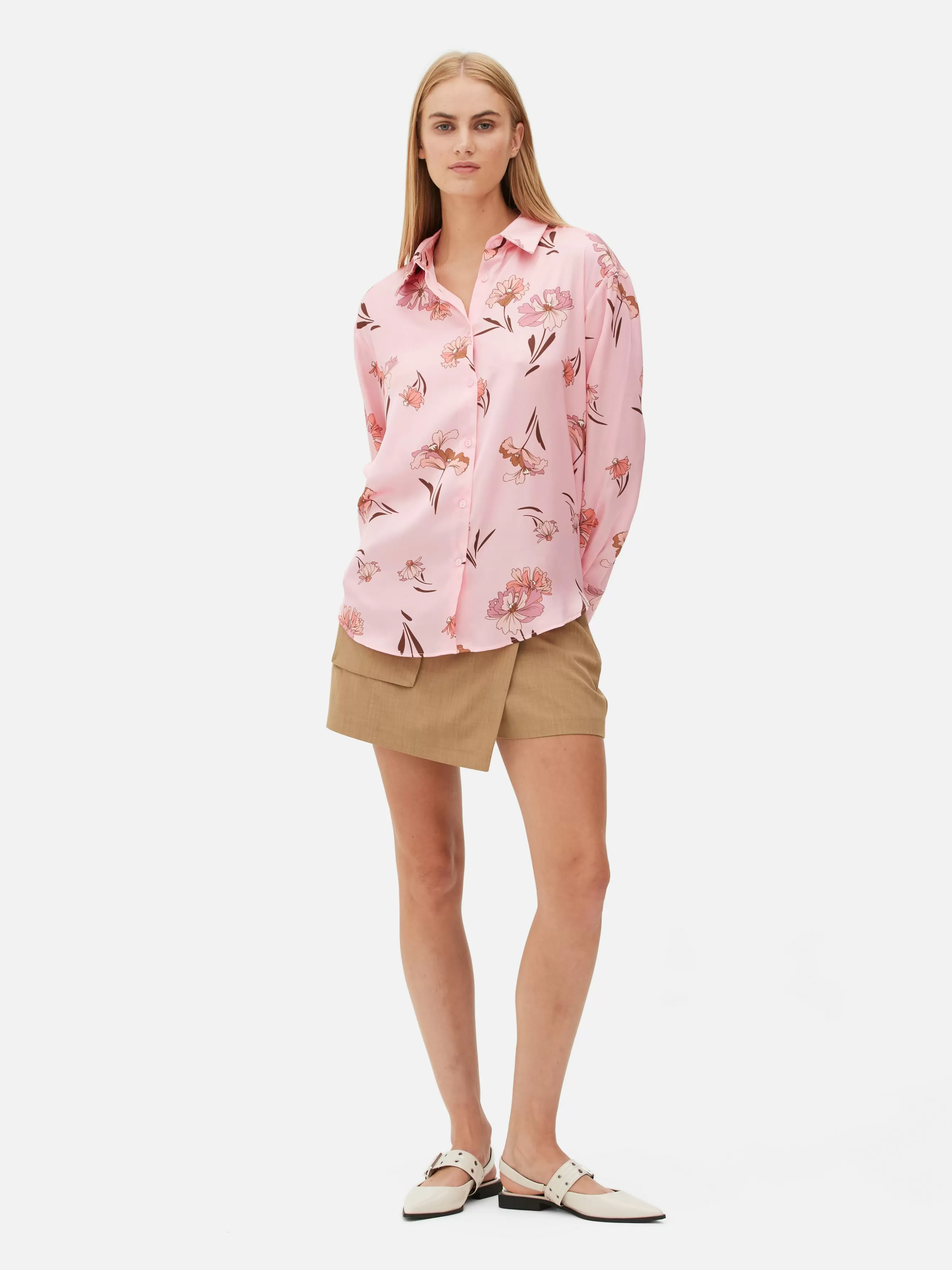 Sale Primark Chemise Boutonnée Graphique à Coordonner Rose