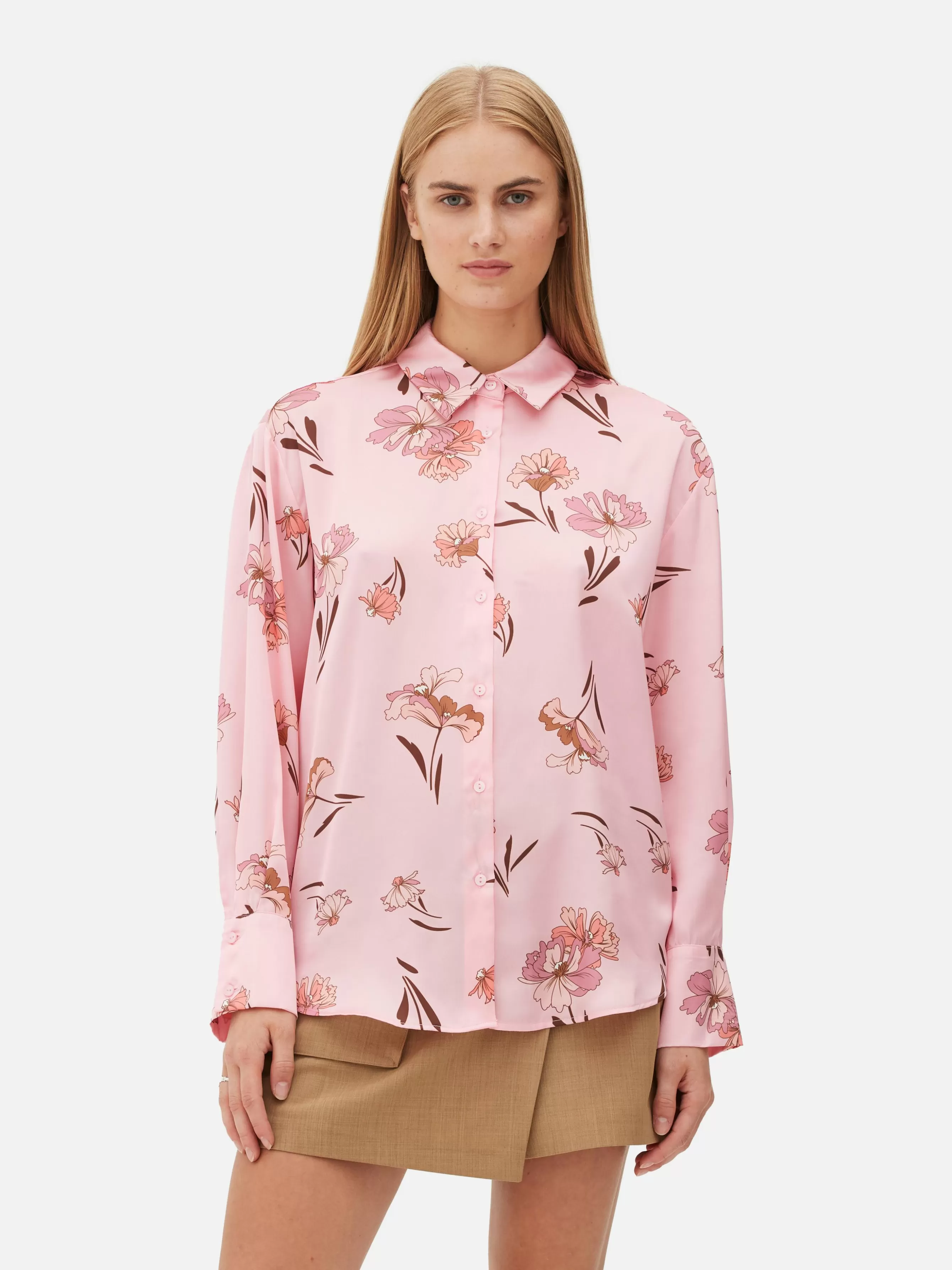 Sale Primark Chemise Boutonnée Graphique à Coordonner Rose