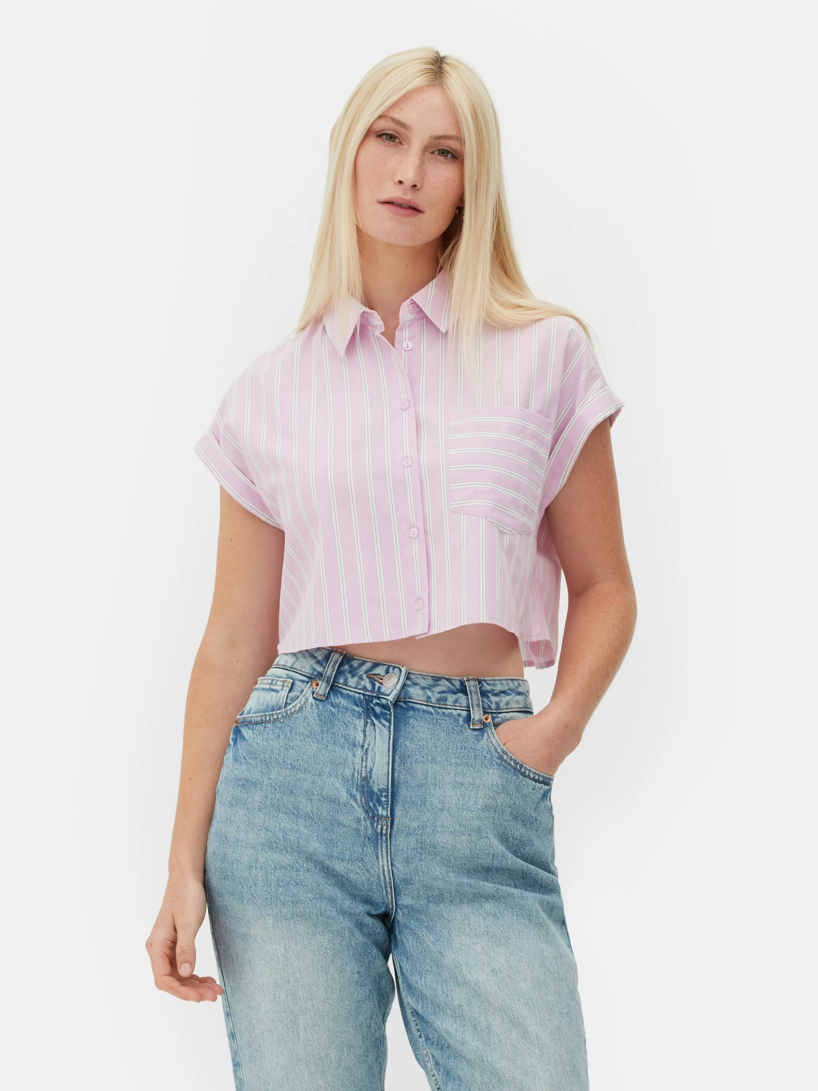 Cheap Primark Chemise Courte à Manches Courtes Rose