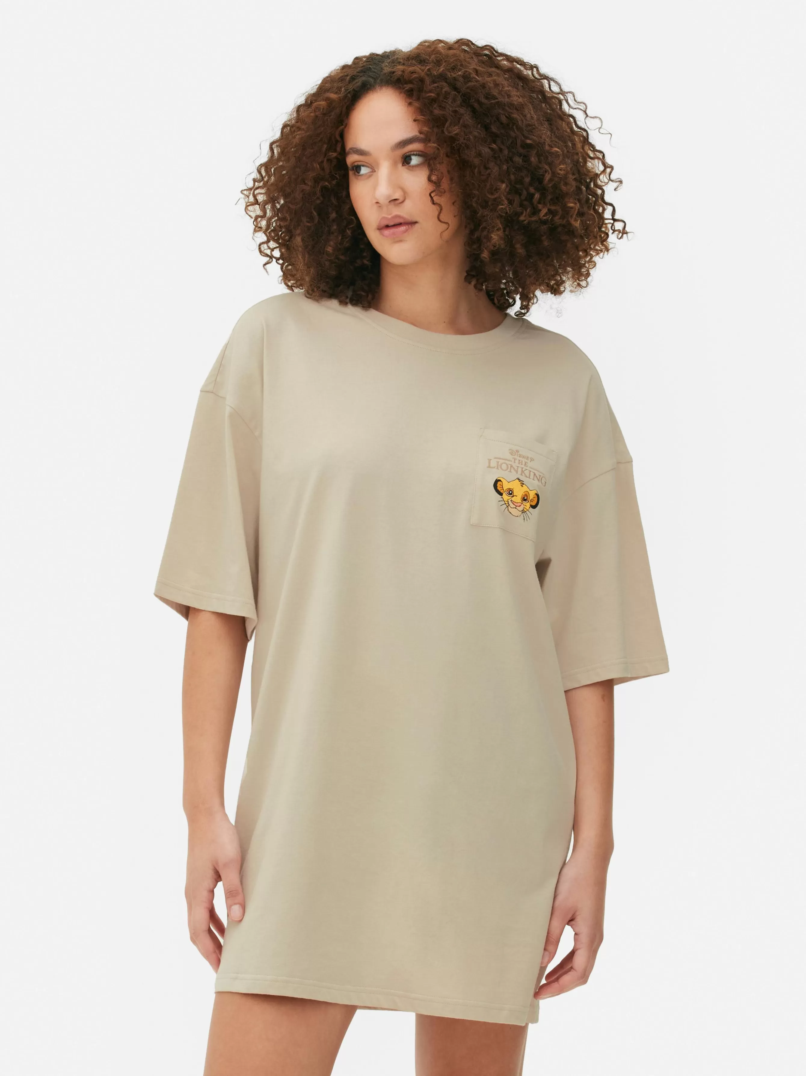 Store Primark Chemise De Nuit à Poche Disney Le Roi Lion Taupe