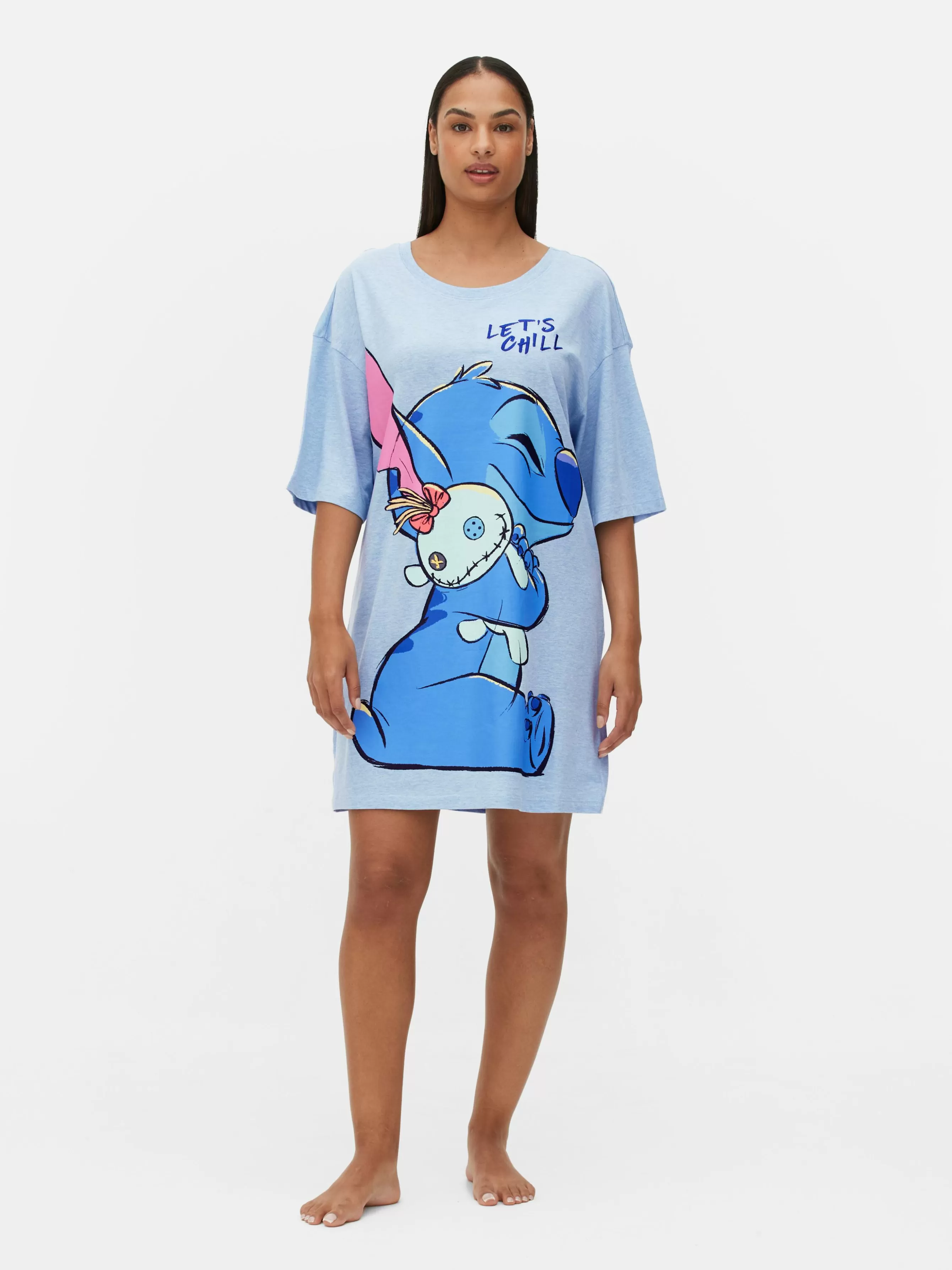 New Primark Chemise De Nuit Disney Stitch Et Souillon Bleu clair