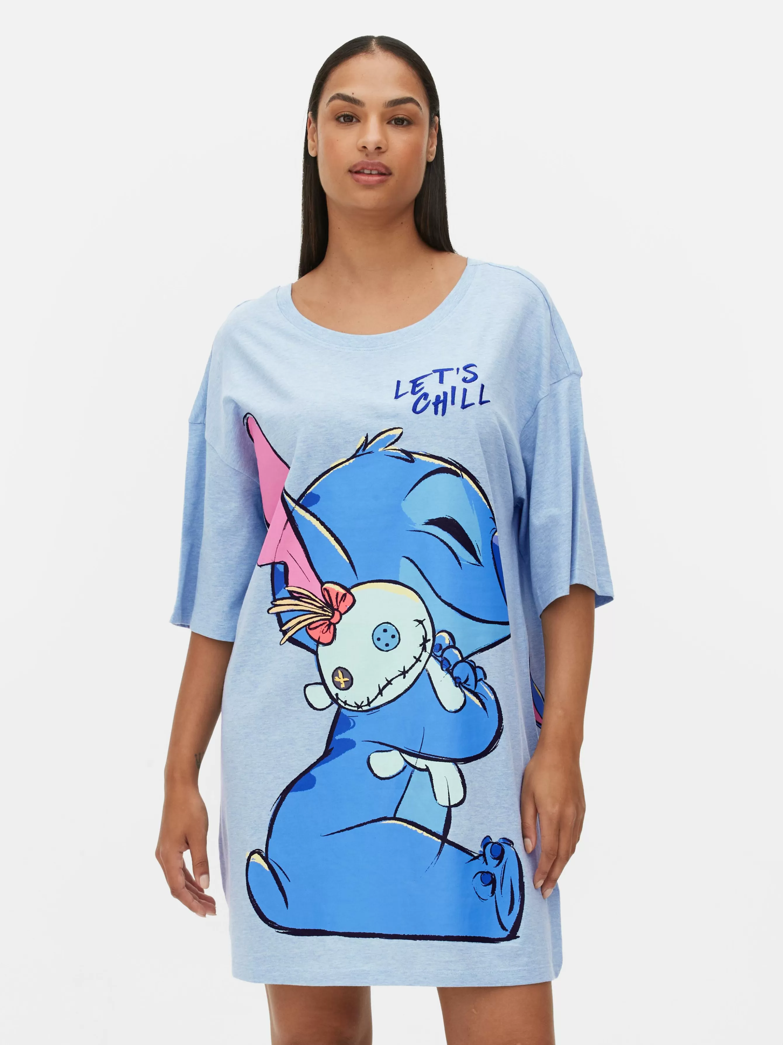 New Primark Chemise De Nuit Disney Stitch Et Souillon Bleu clair