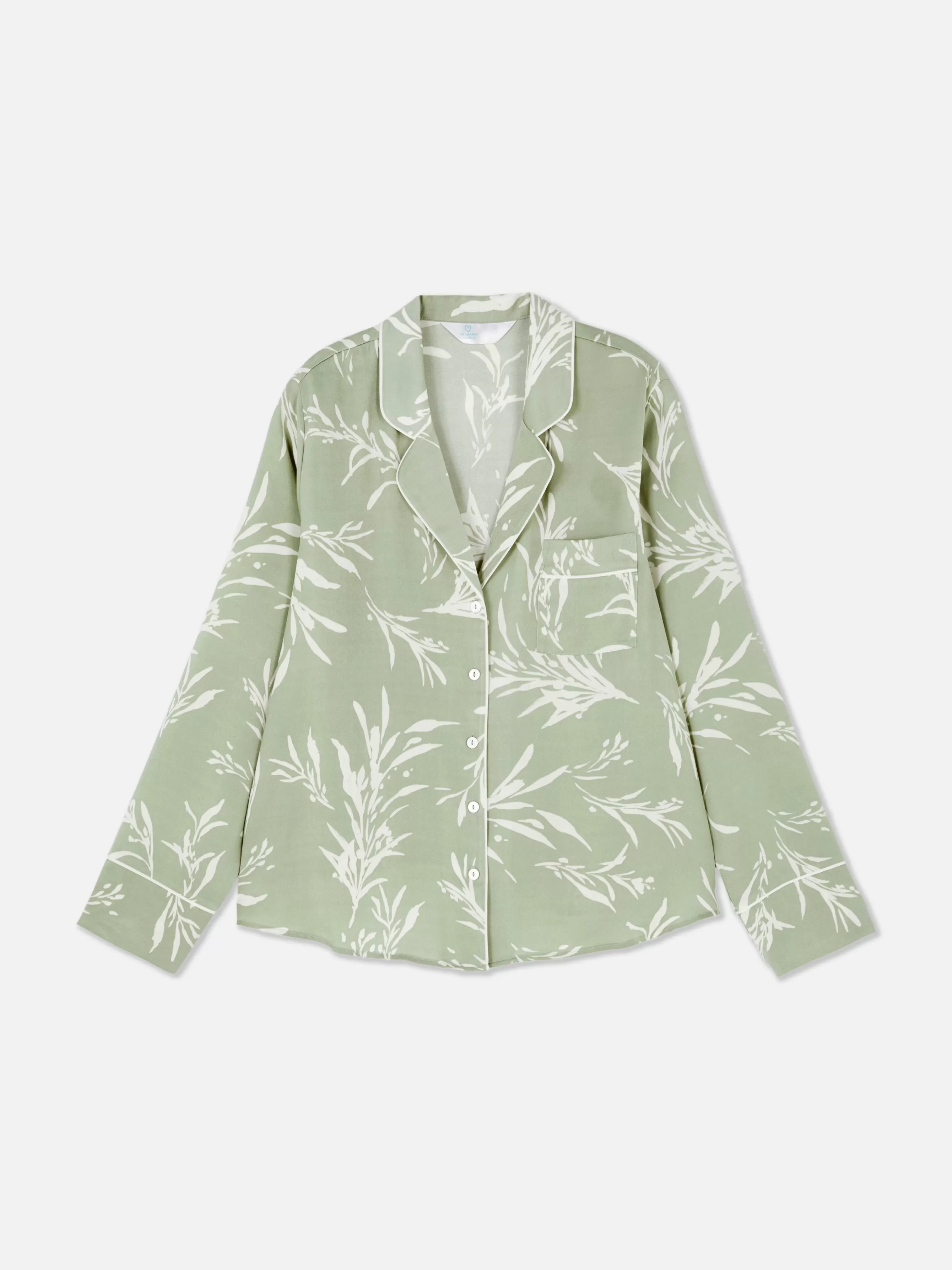 New Primark Chemise De Nuit En Satin à Motif Feuilles Vert clair