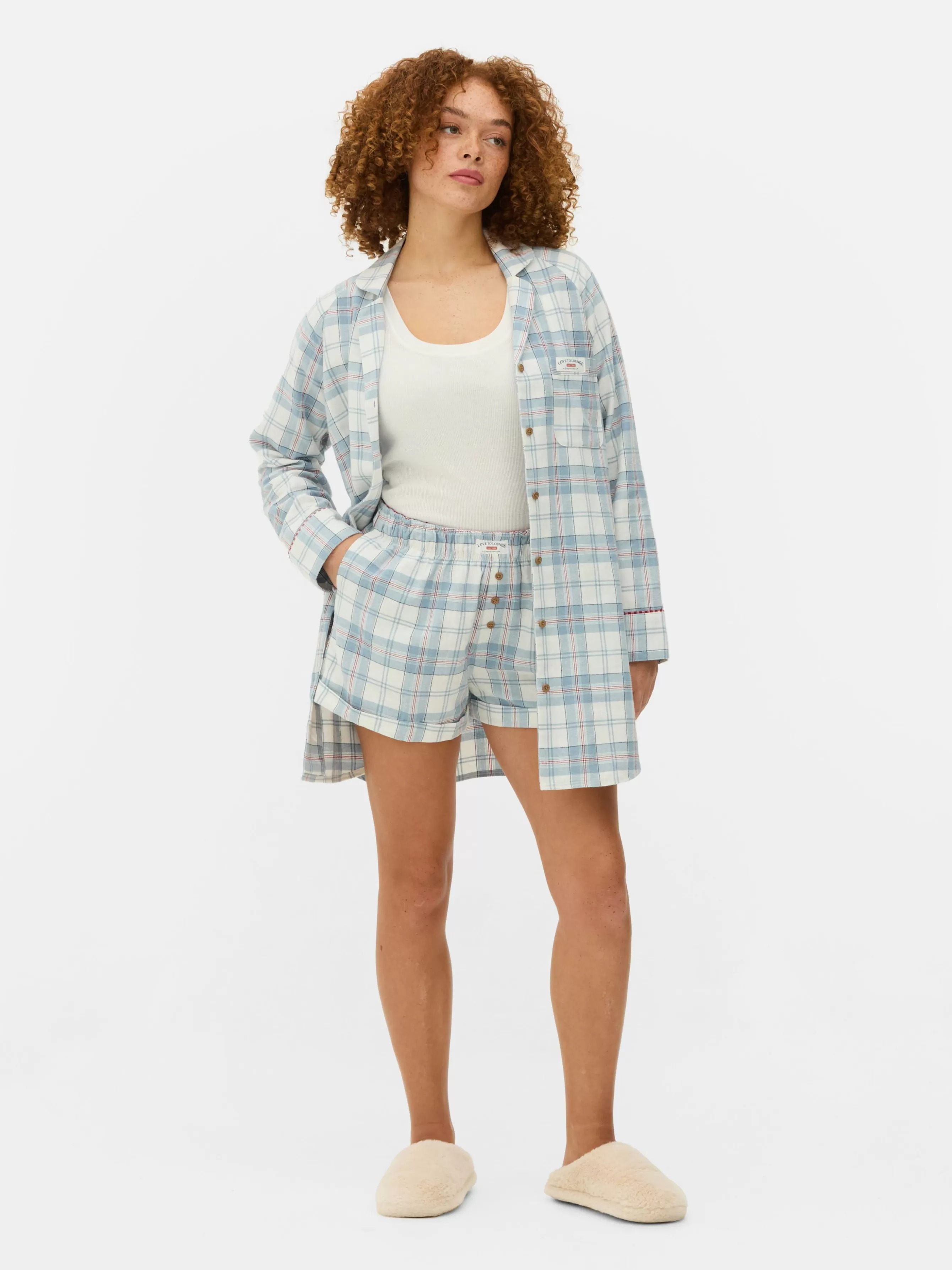 Clearance Primark Chemise De Nuit Longue En Flanelle à Carreaux Bleu