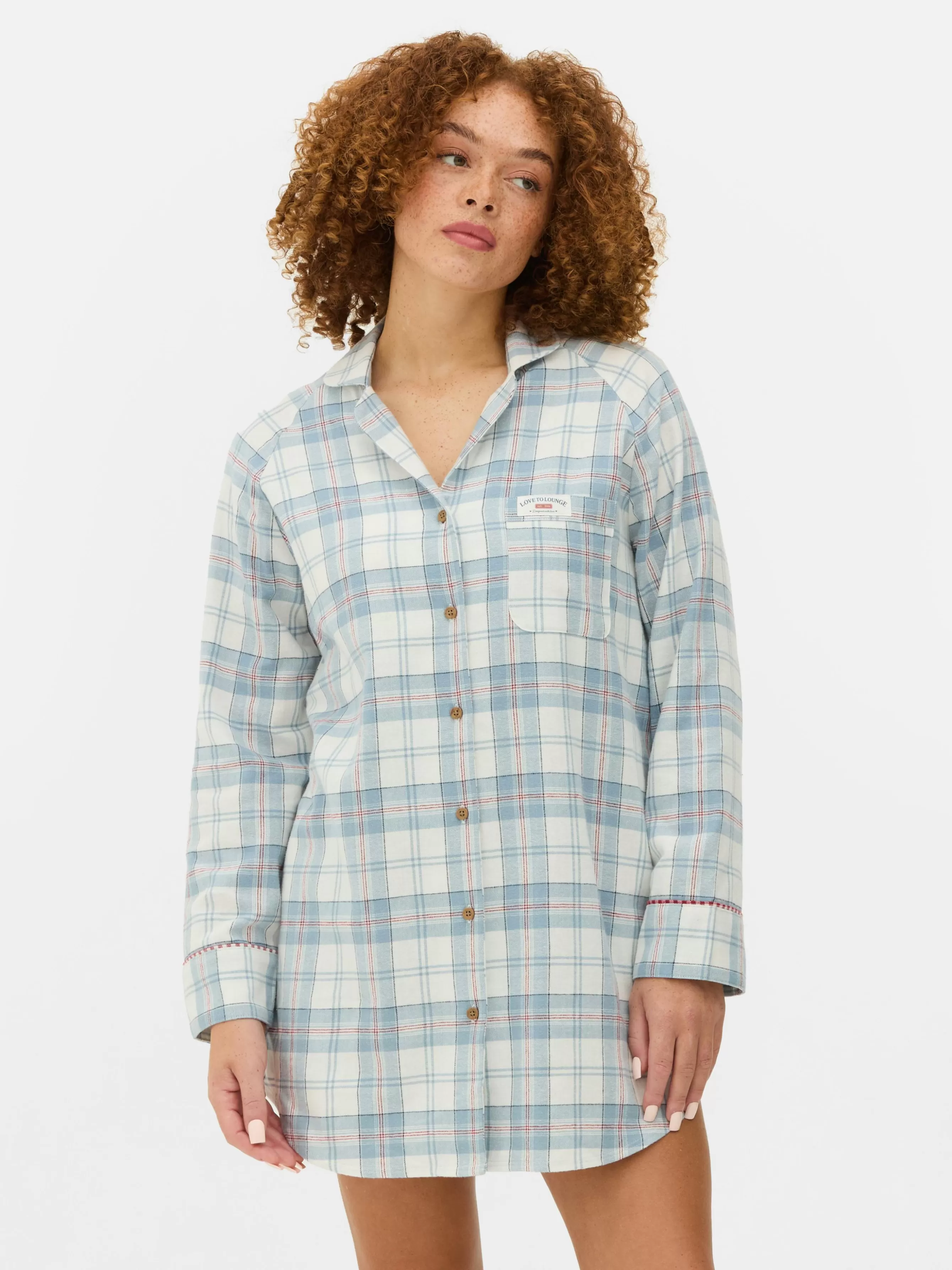 Clearance Primark Chemise De Nuit Longue En Flanelle à Carreaux Bleu