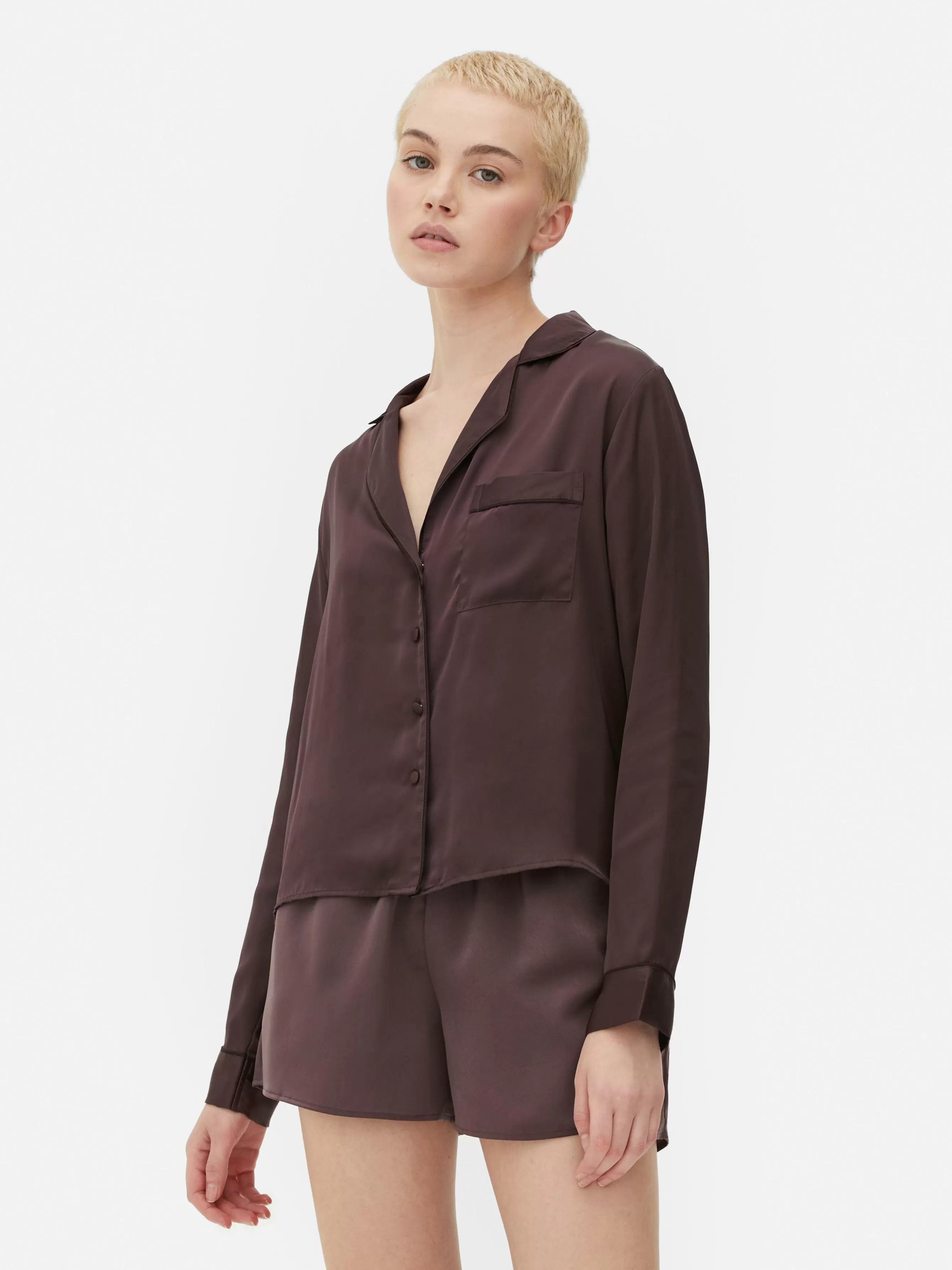 Outlet Primark Chemise De Pyjama En Satin Figue