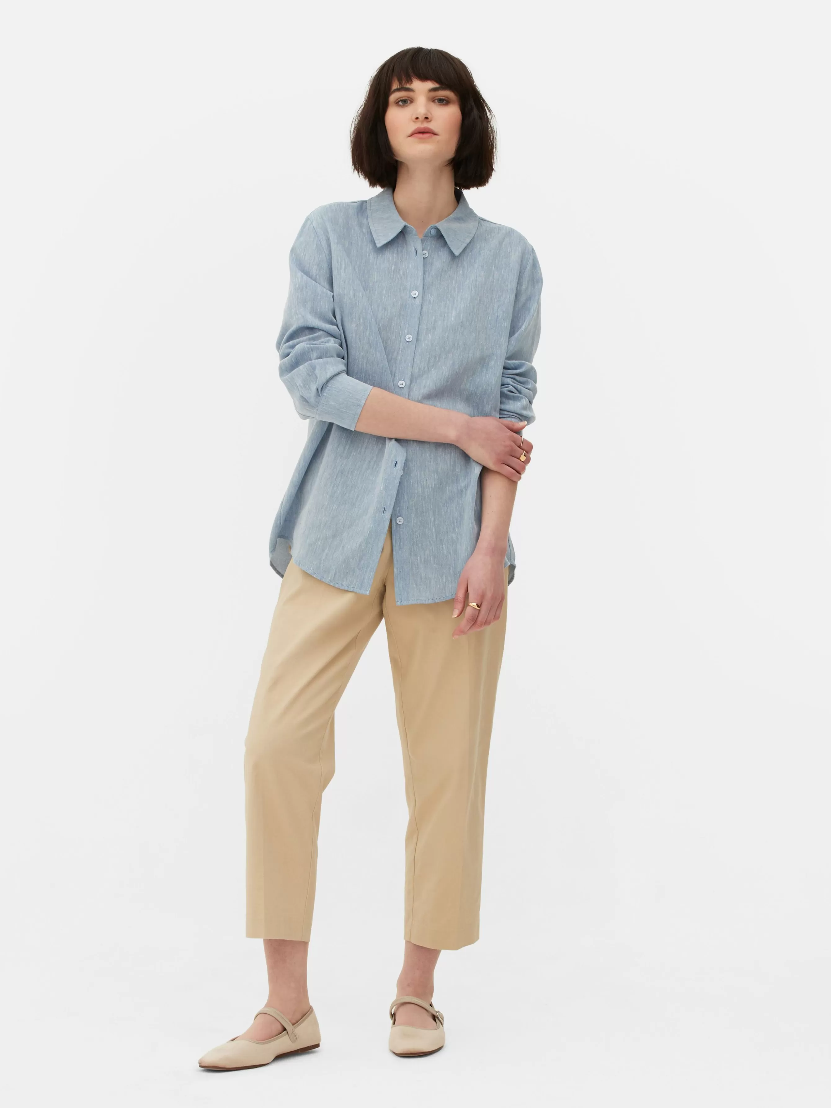 Best Primark Chemise En Chambray à Manches Longues Bleu