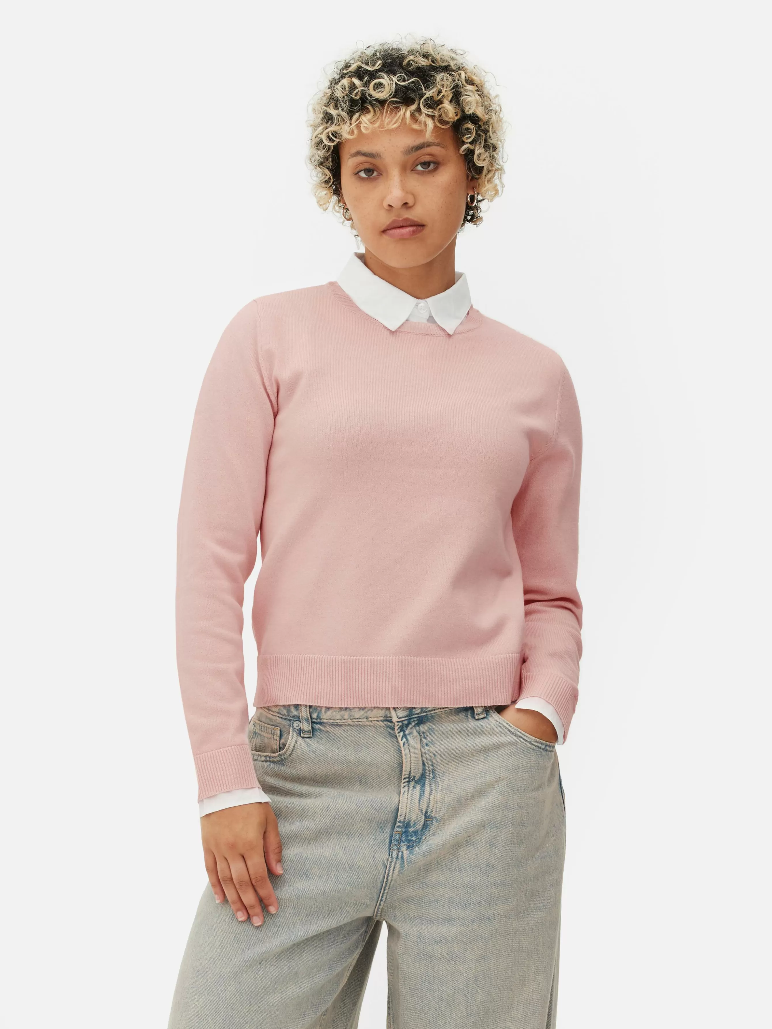 Shop Primark Chemise Et Pull 2-en-1 Rose poudré