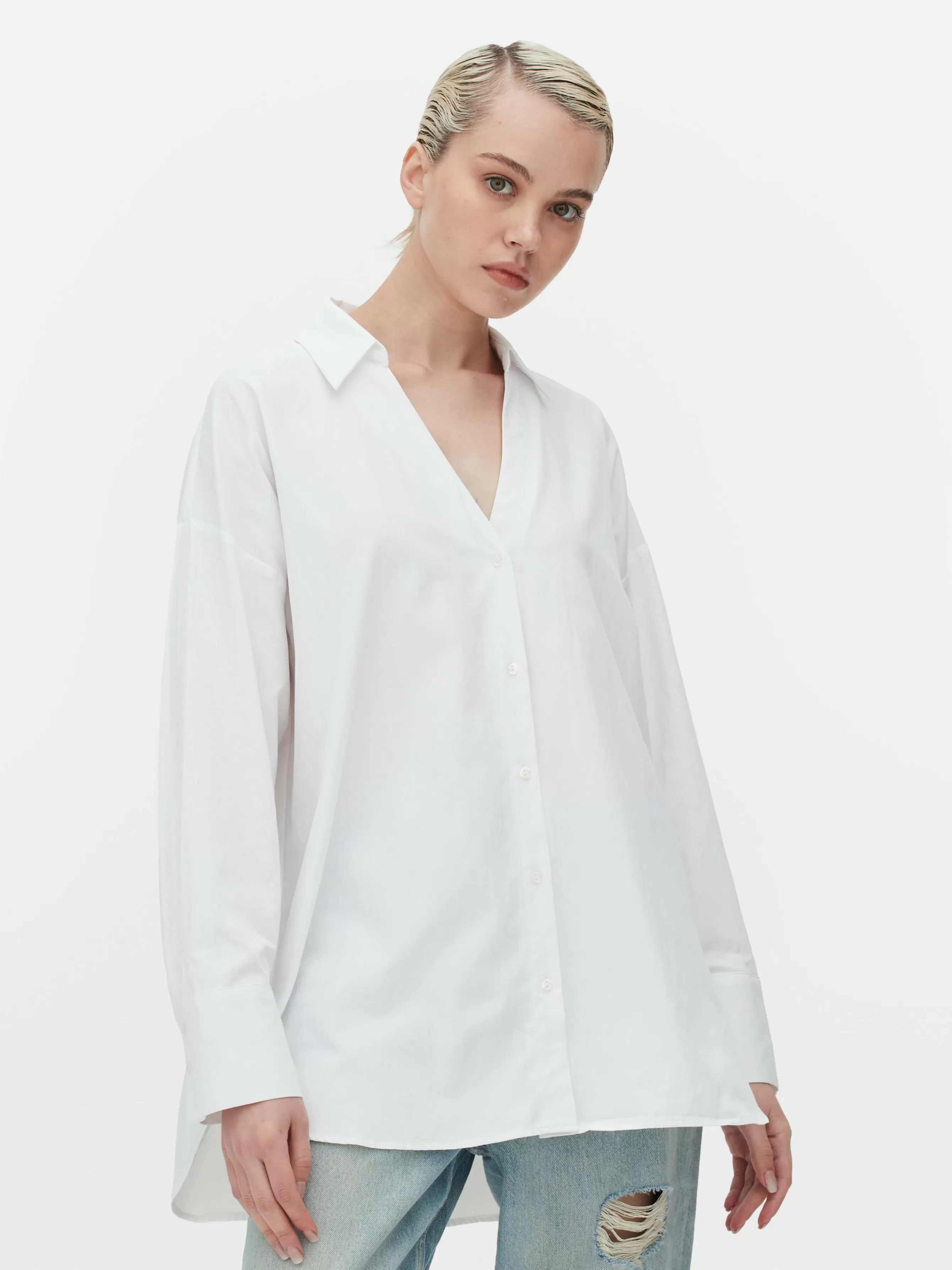 Discount Primark Chemise Oversize En Popeline Blanc