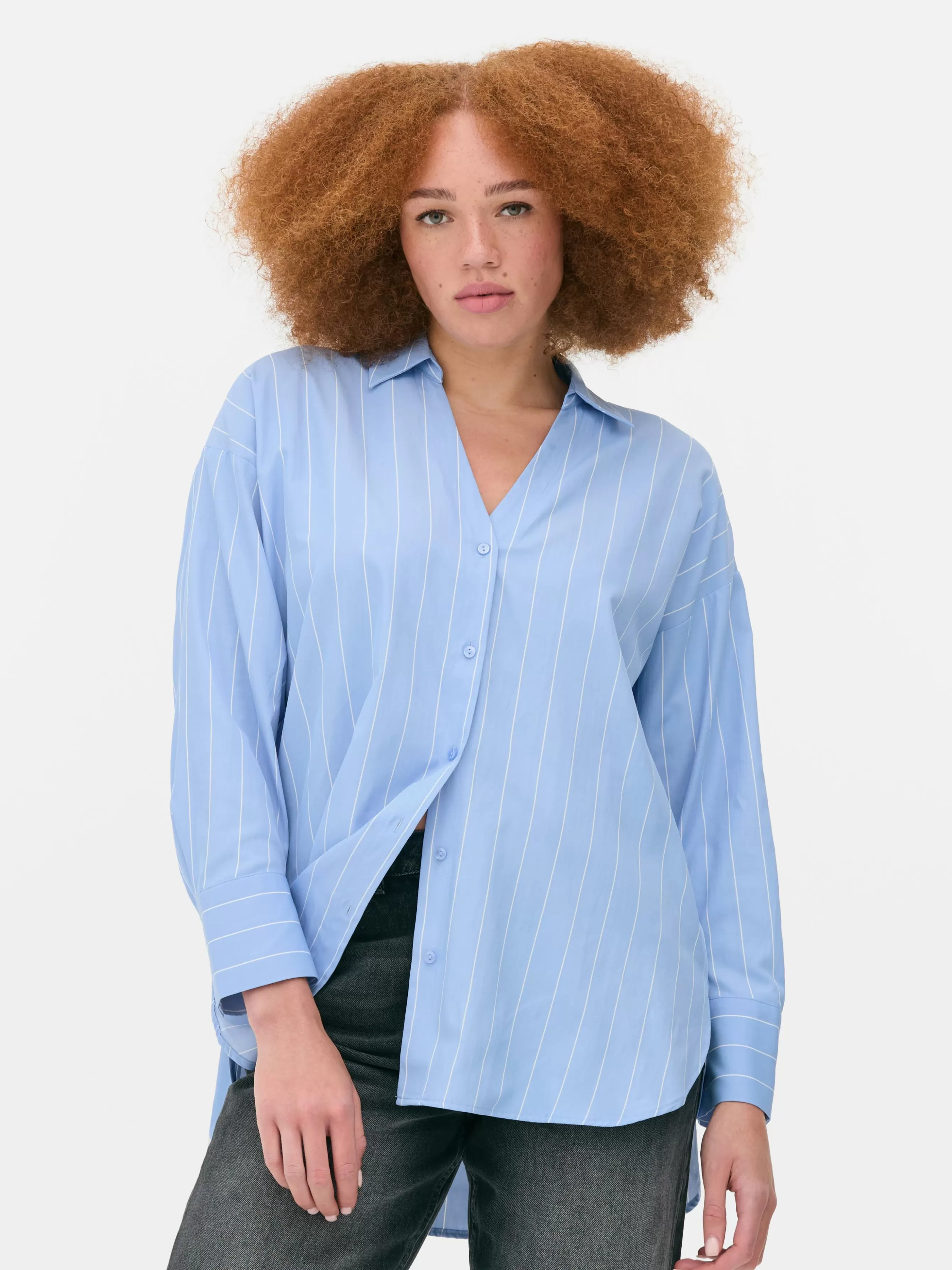 Store Primark Chemise Oversize En Popeline Bleu