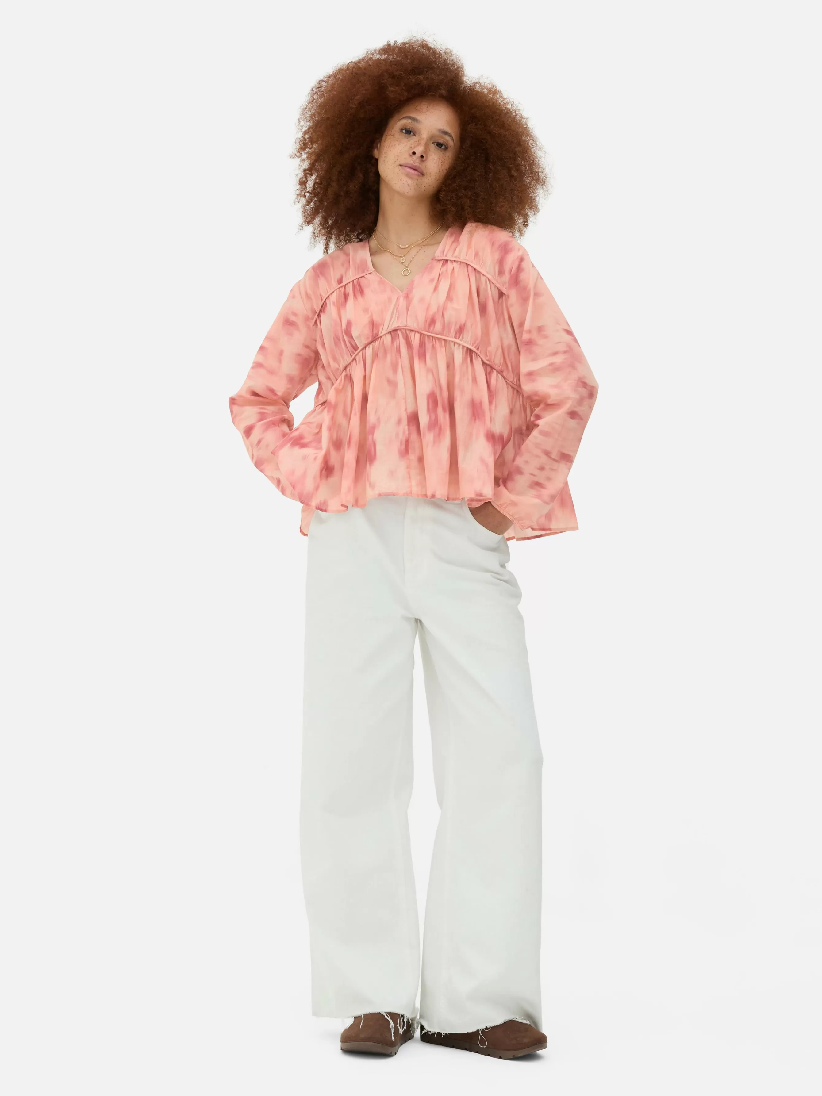 Discount Primark Chemisier à Smock En Voile Drapé Rose