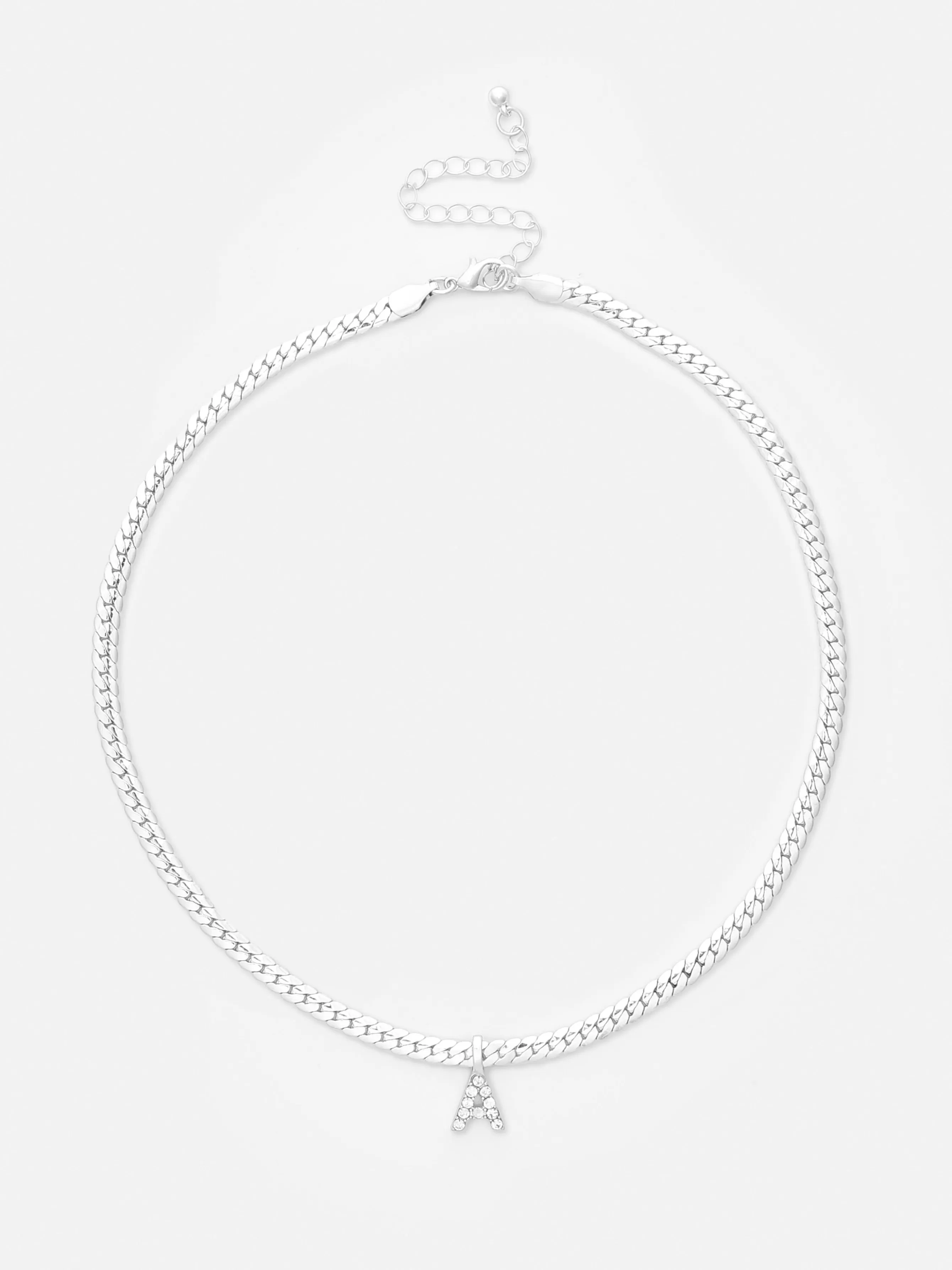 Cheap Primark Collier Chaîne Serpent Avec Initiale En Strass Blanc