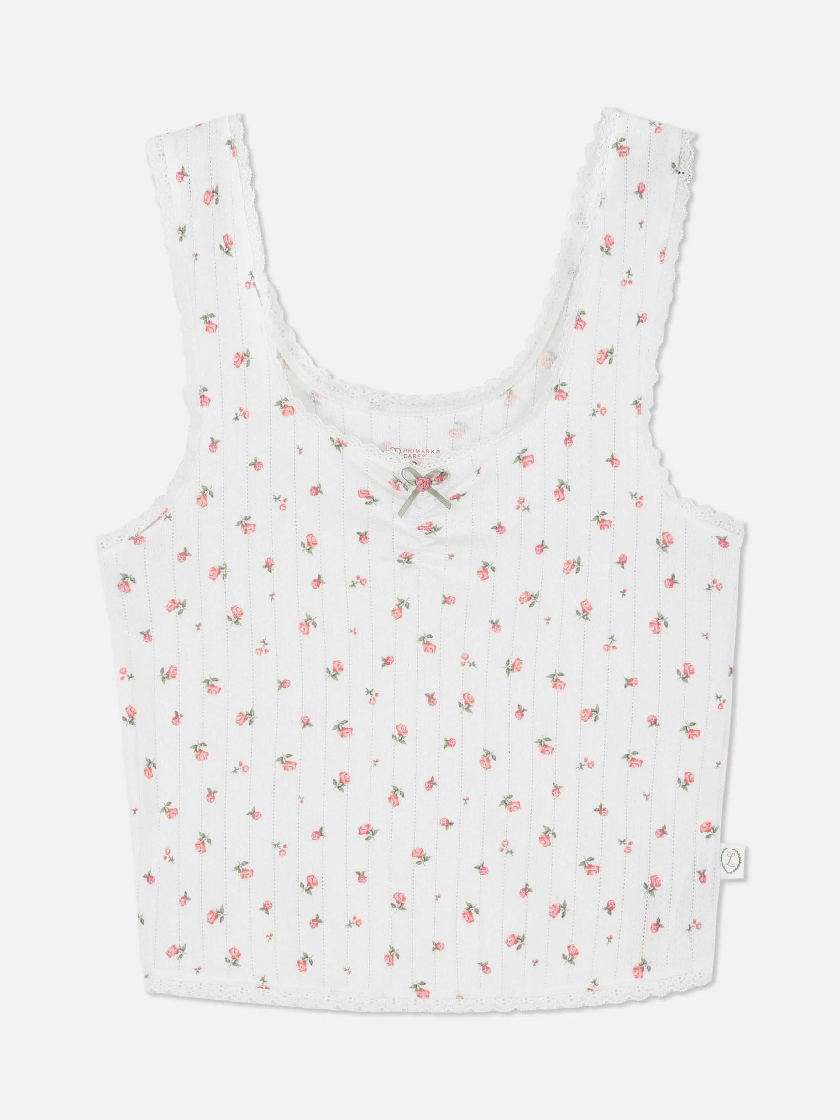 New Primark Débardeur De Pyjama En Pointelle à Motif Rose Multicolore