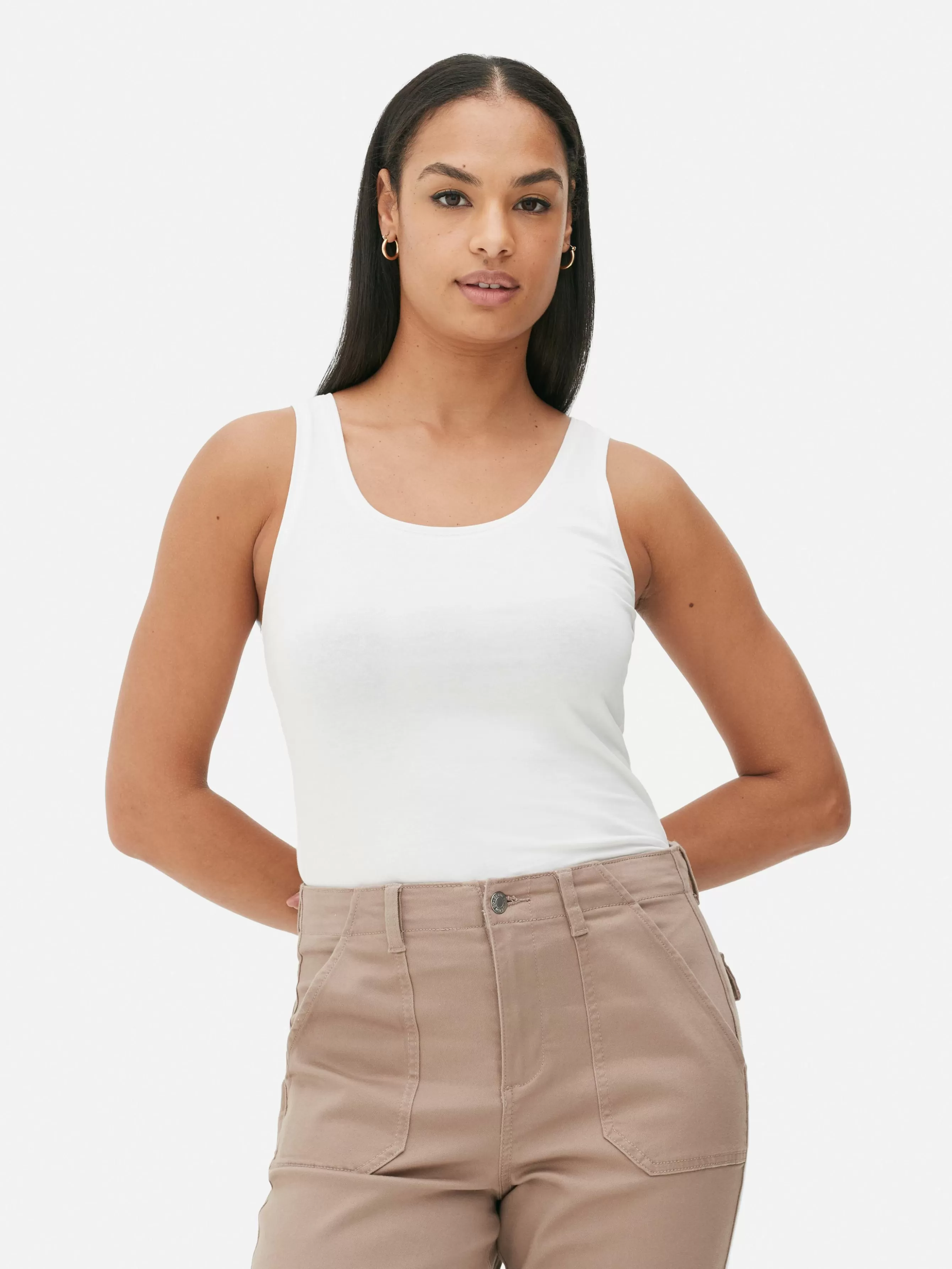 Shop Primark Débardeur Stretch Décolleté Blanc