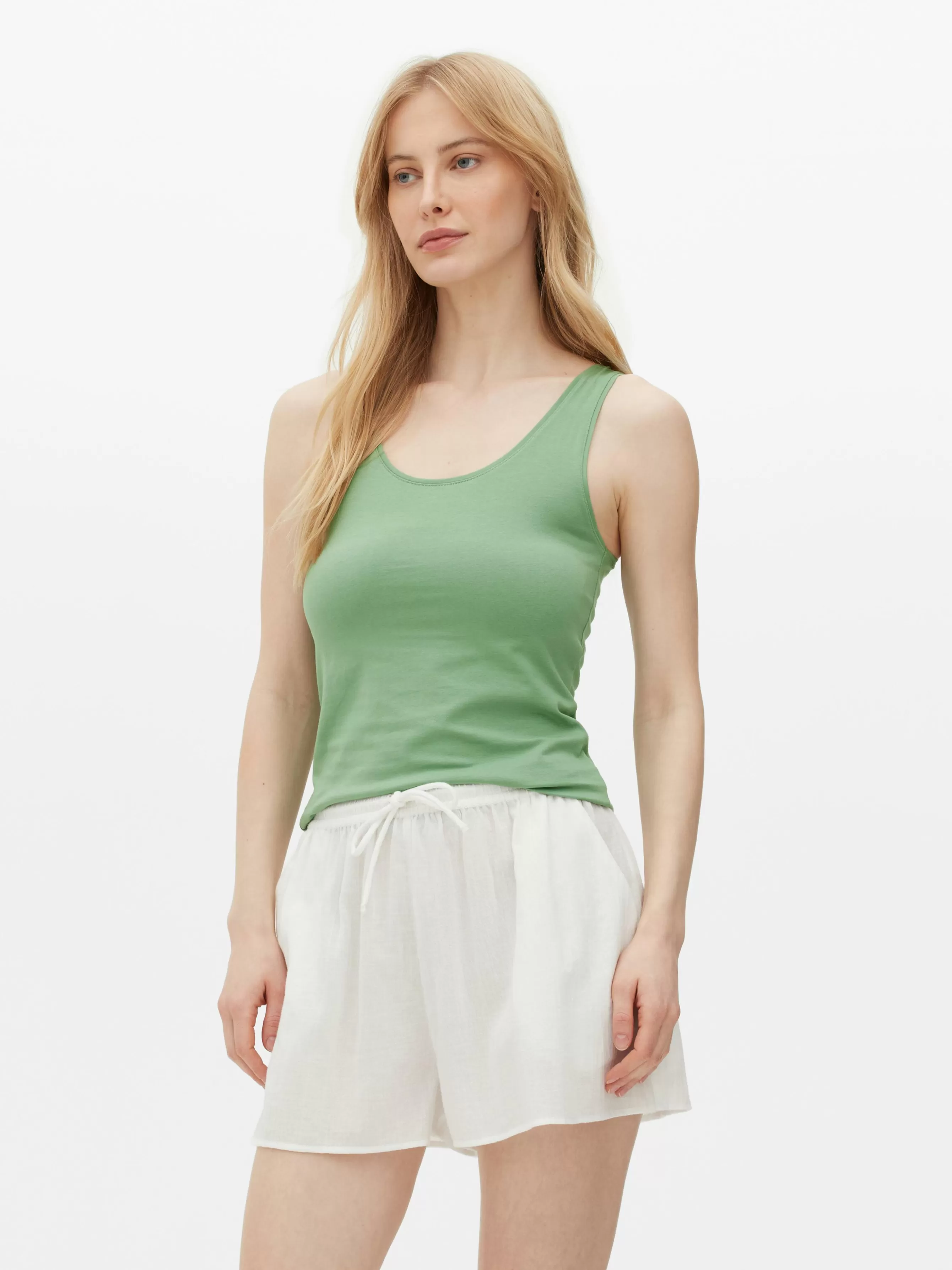 Online Primark Débardeur Stretch Décolleté Essential Vert